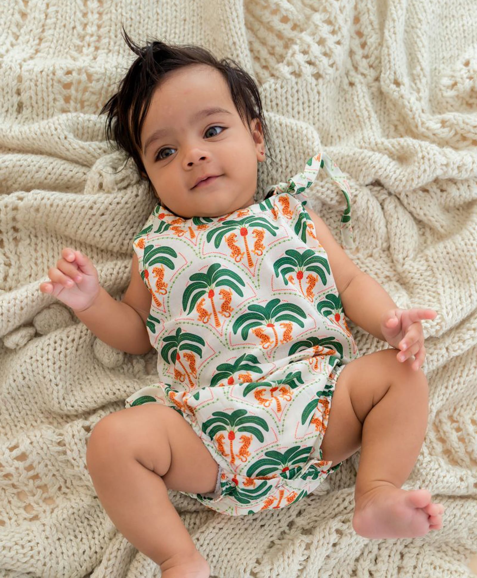 A Toddler Thing Mulmul Cotton Knit Sleeveless Cheetah Printed Romper - Multi Colour-image-40