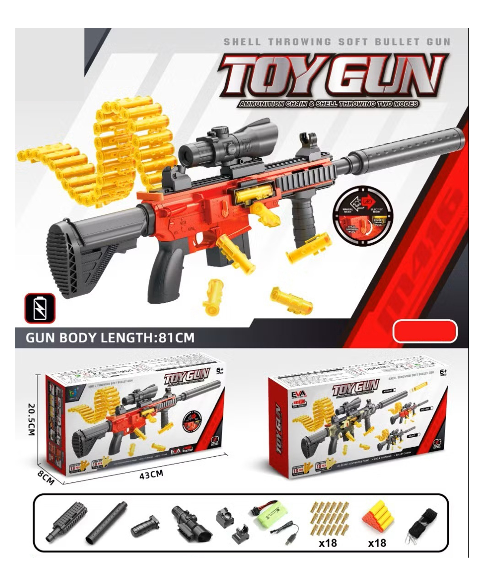 Sanjary Electric Soft Bullet Toy Gun for Boys, Automatic Shell Ejecting Toy Guns, Shooting Educational Toy color design may vary-picture-11
