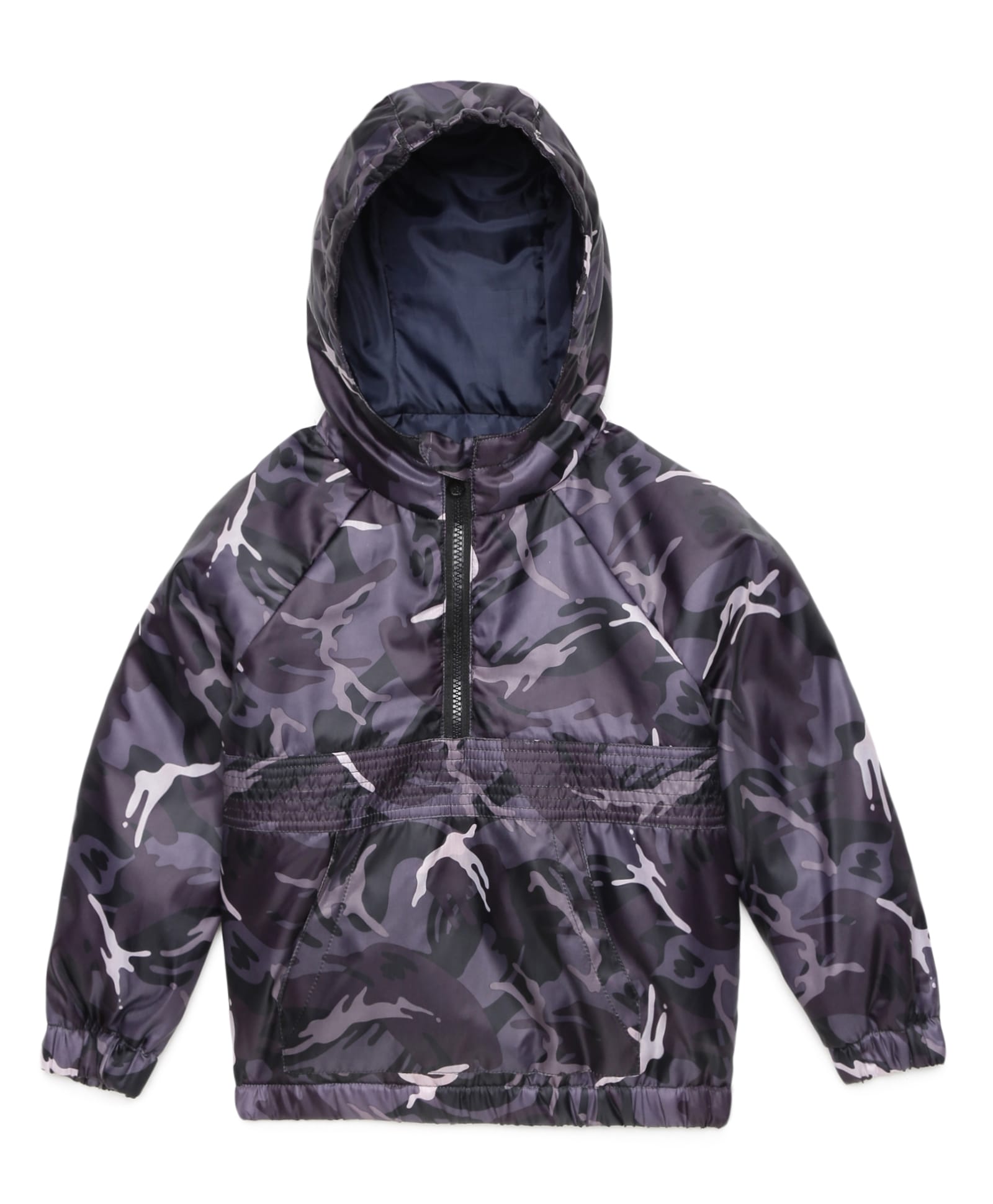 Under Fourteen Only Full Sleeves Camouflage Printed Hooded Jacket - Grey Camouflage-image-17