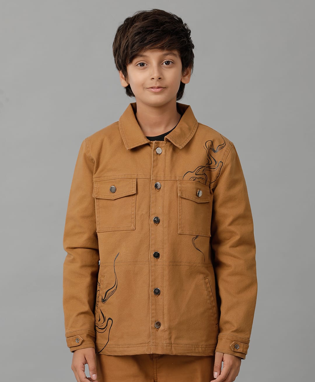 Under Fourteen Only Full Sleeves Smoke Printed Shirt - Brown-picture-12