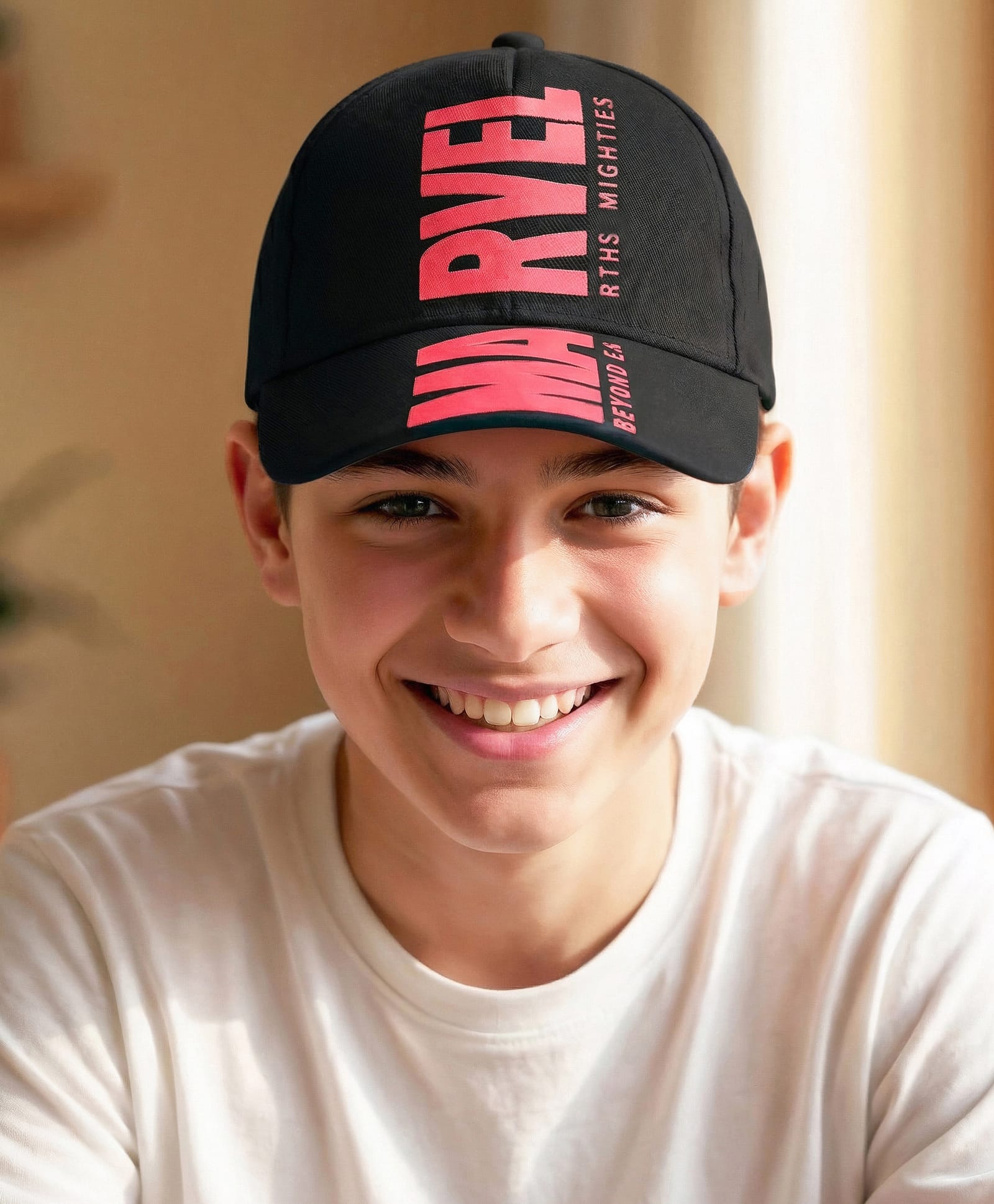 Pine Kids Marvel Cotton Woven Summer Cap with Avengers Graphic Black - Diameter 20 cm-picture-18
