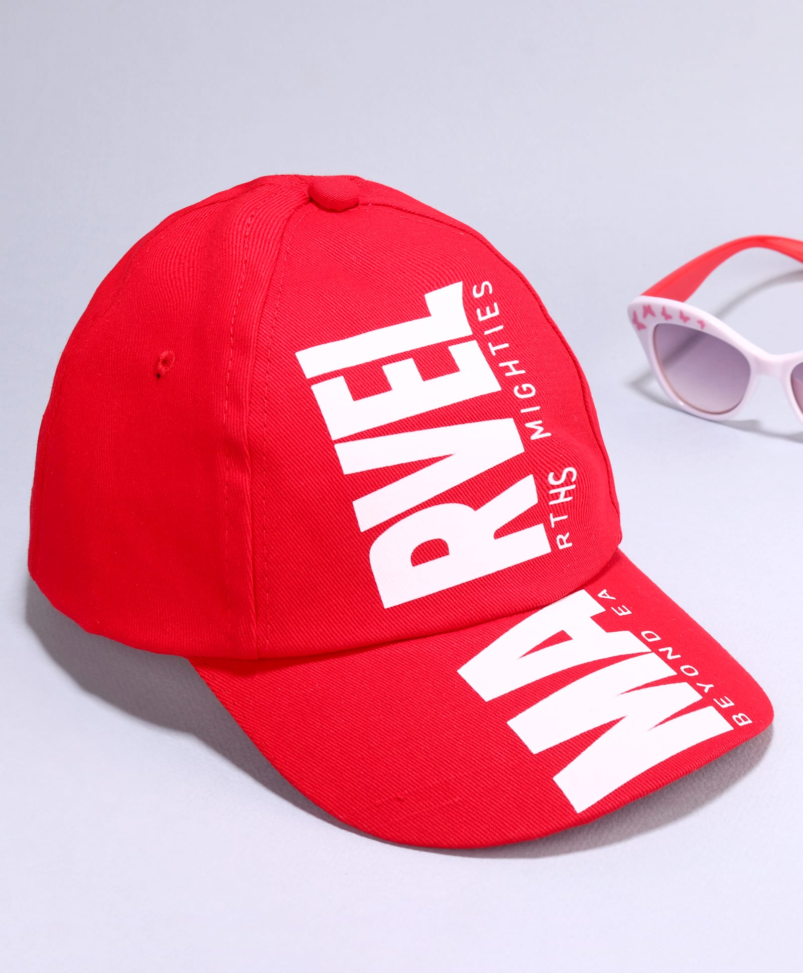 Pine Kids Marvel Cotton Knit Summer Cap with Avengers Graphics Red - Diameter 20 cm