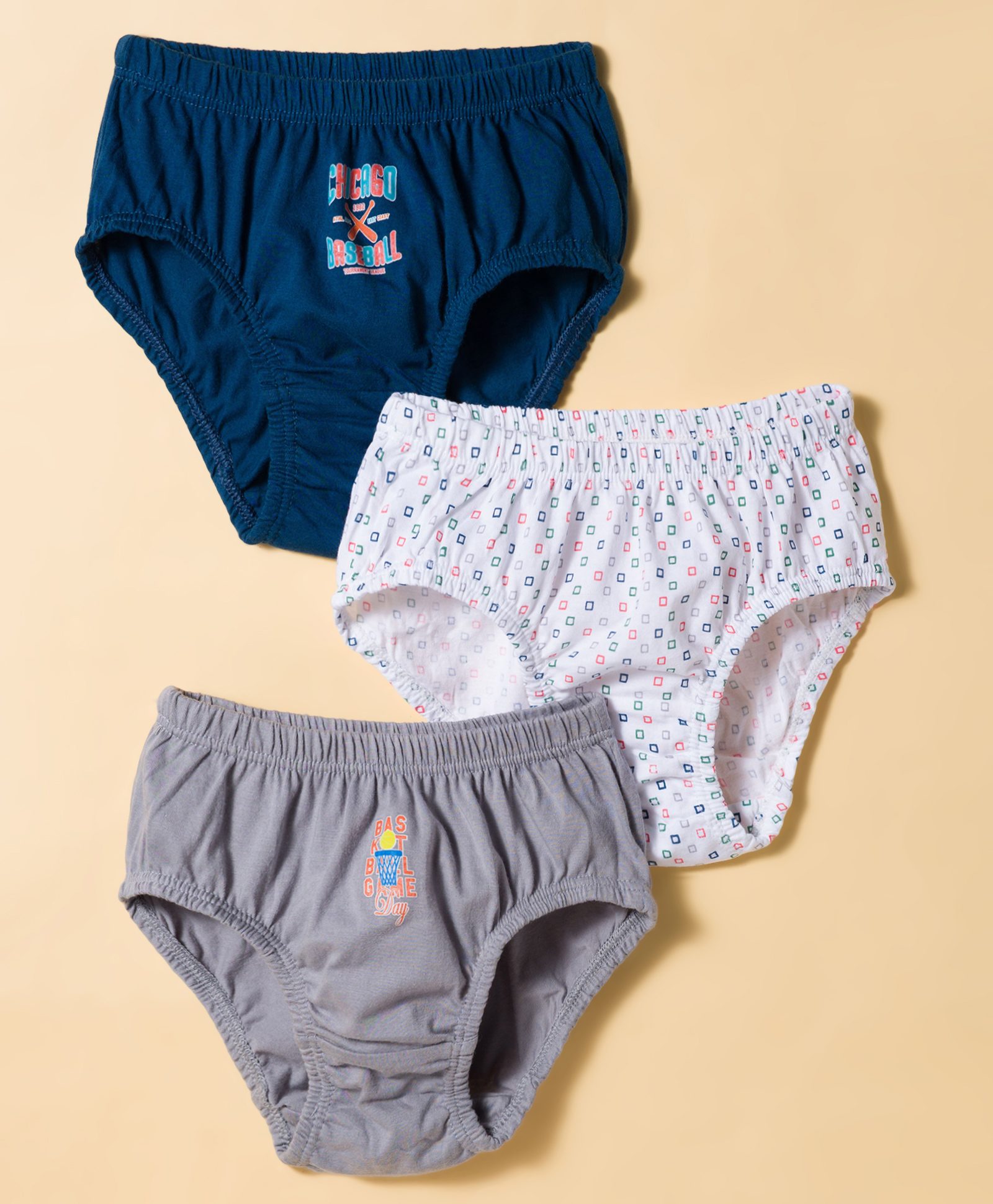 Tango Single Jersey Knit Panties with Sports Print Pack of 3 - Grey White & Navy Blue-image-35