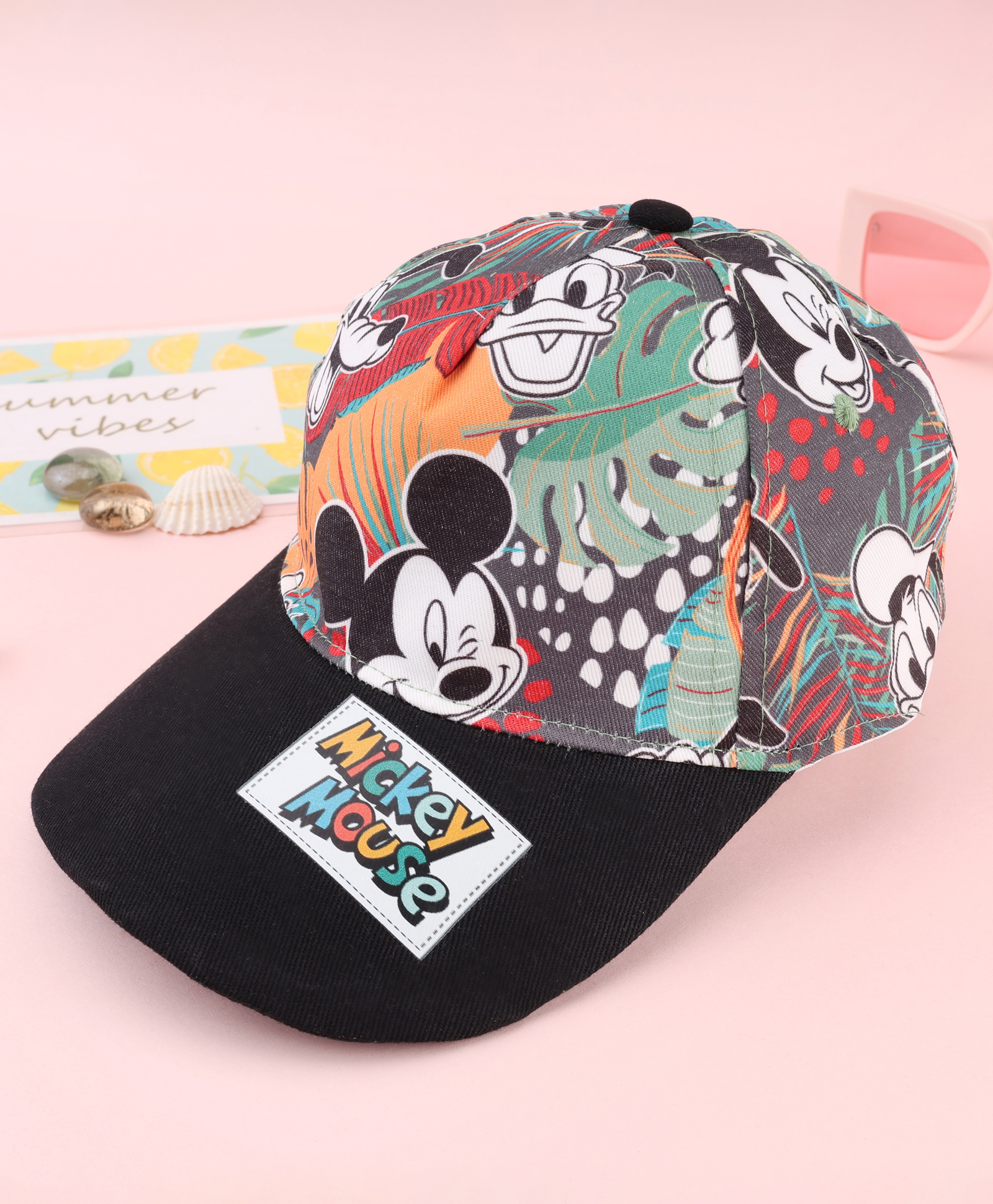 Babyhug Disney Summer Cap with Mickey Mouse Print Multicolor - Diameter 16 cm