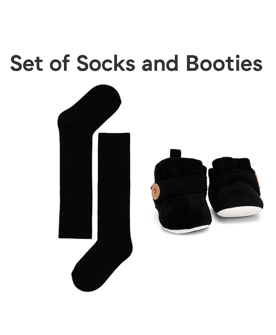 Neska Moda Solid Velcro Closure Booties With Socks -Black-picture-15