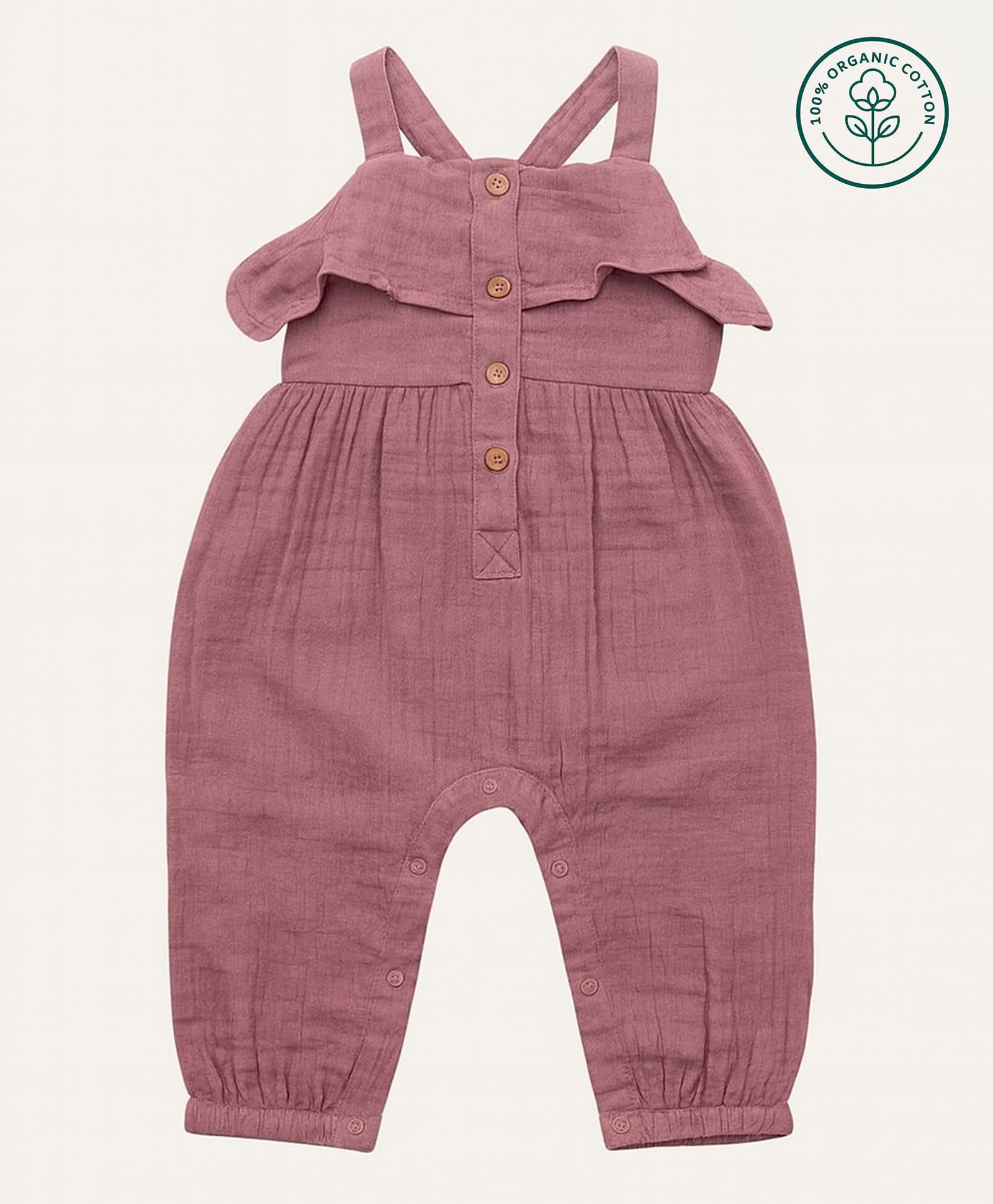 furr balls 100% Organic Cotton Woven Sleeveless Solid Jumpsuit - Purple-image-20