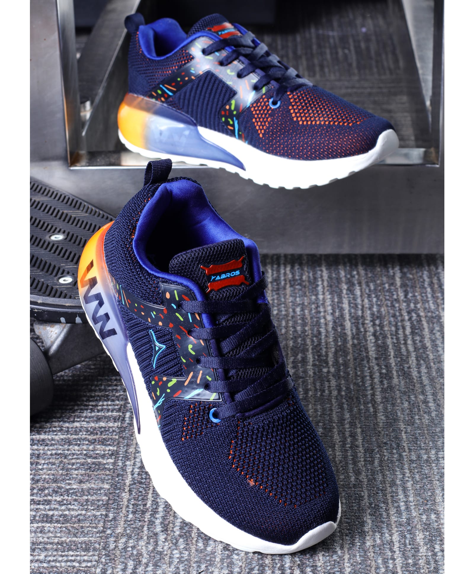 ABROS Colour Blocked Mesh Detailed Lace Up Shoes - Blue-image-12