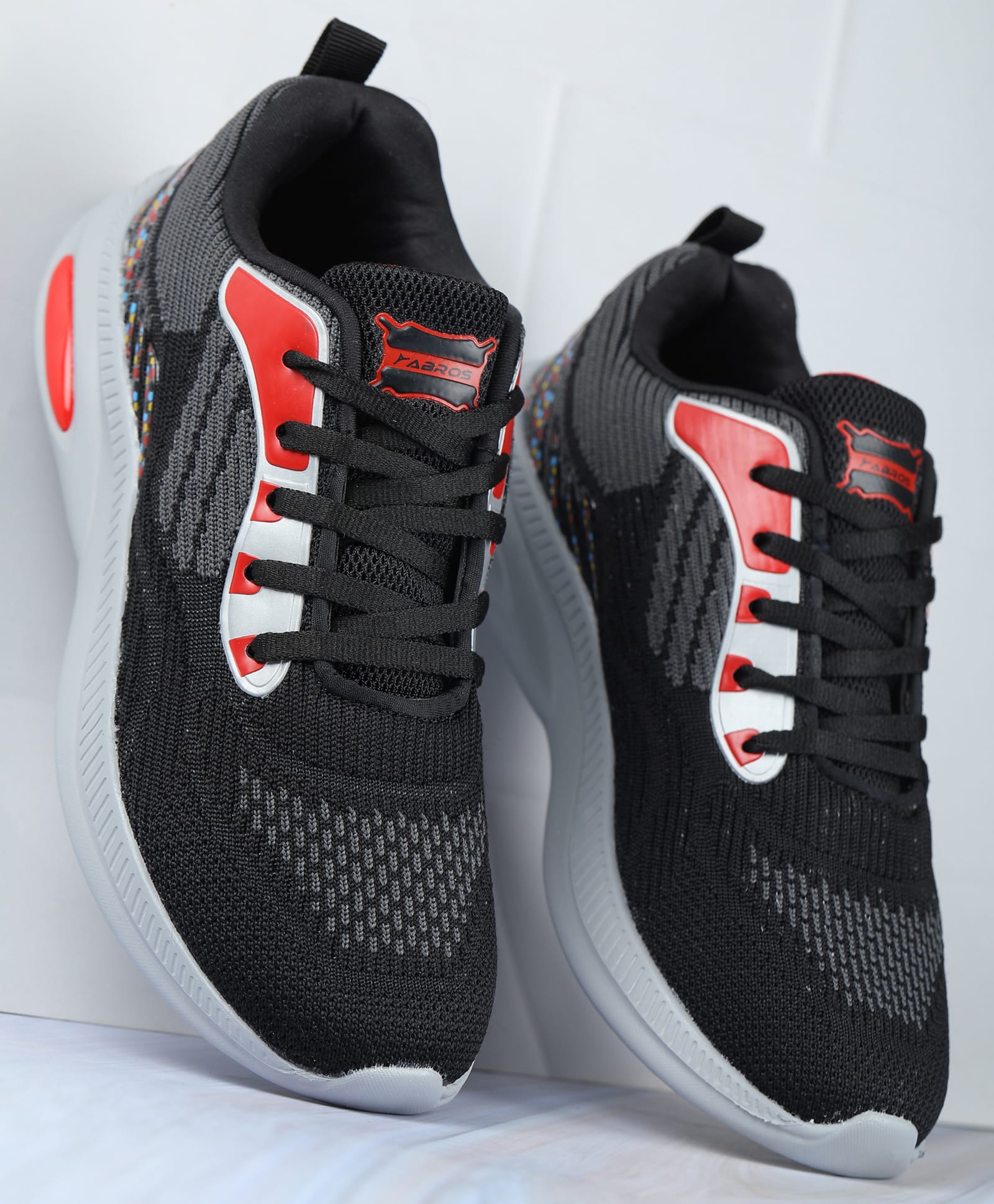 ABROS Colour Blocked Mesh Detailed Lace Up Shoes - Black & Grey-picture-11