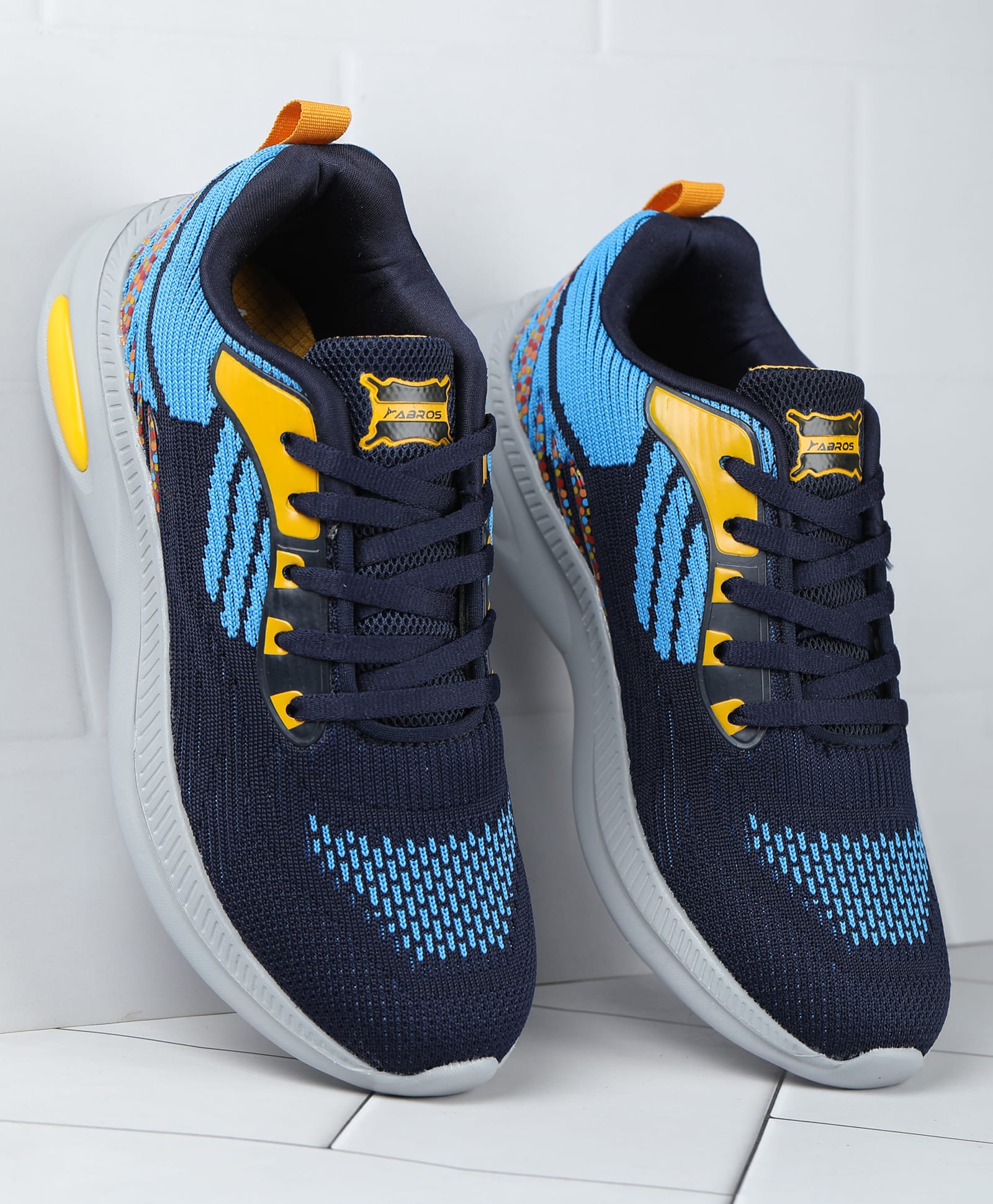 ABROS Colour Blocked Mesh Detailed Lace Up Shoes - Navy & Sky Blue-picture-26