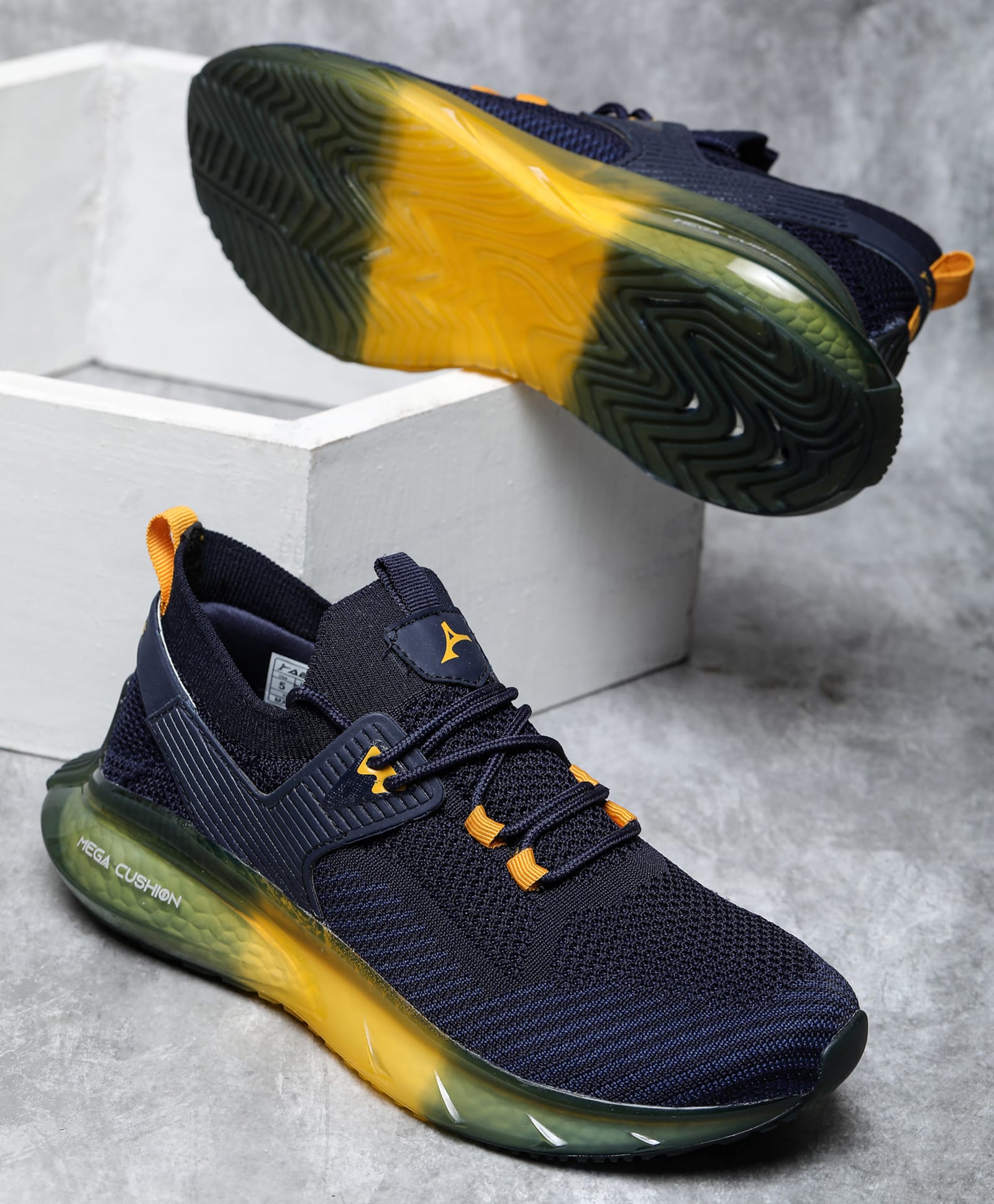 ABROS Mesh Detailed Lace Up Shoes - Navy Blue & Orange-image-39
