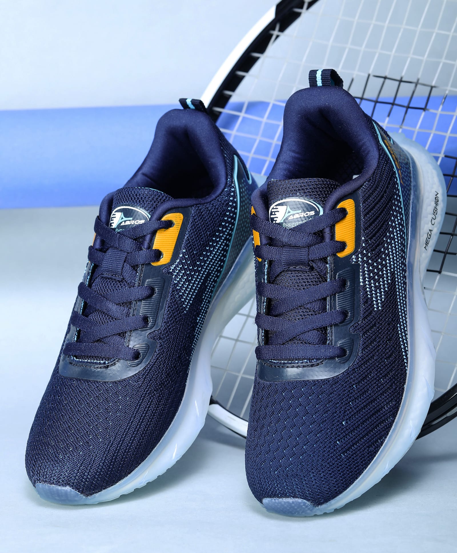 ABROS Mesh Detailed Lace Up Shoes - Navy Blue & Mustard-image-15