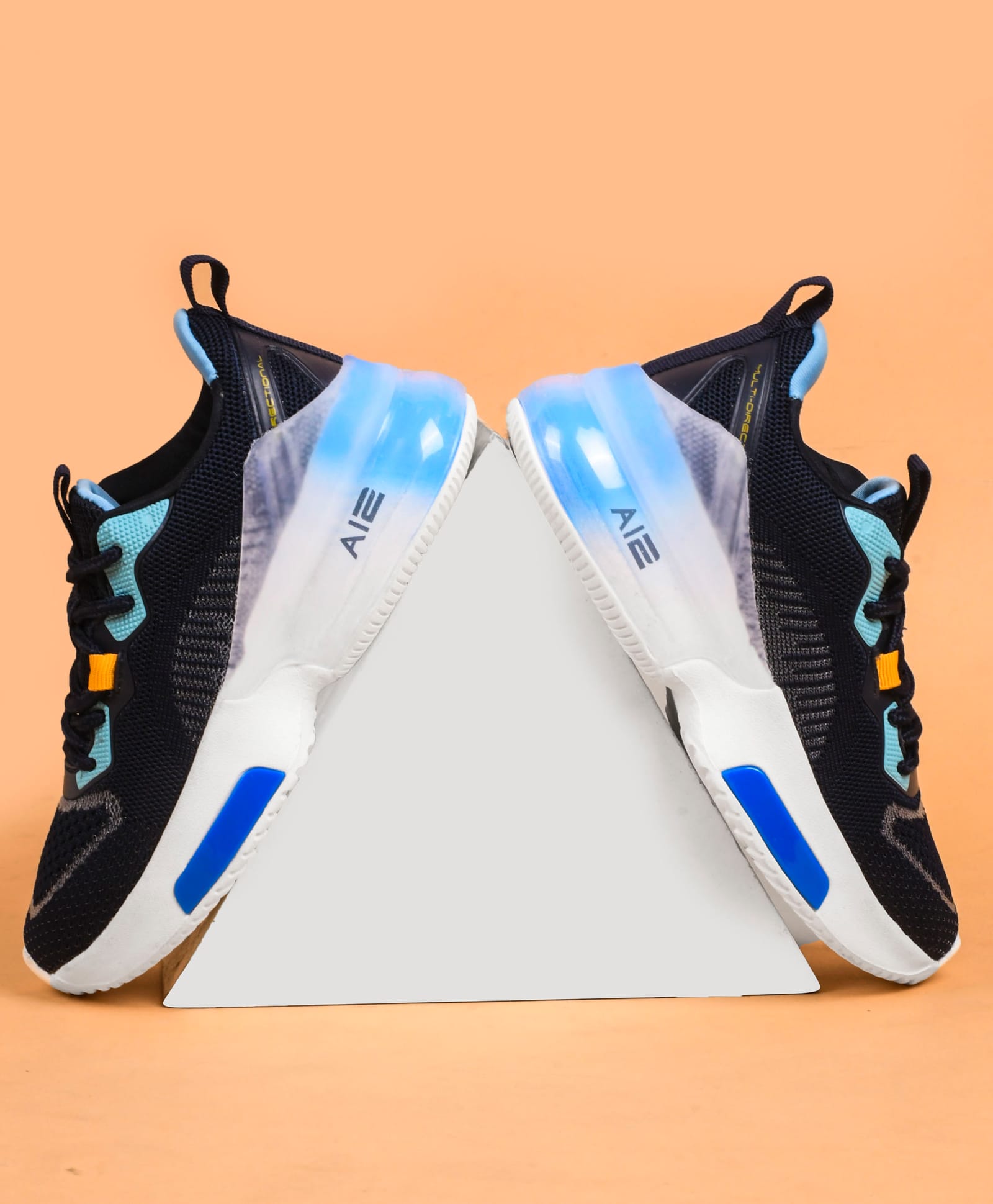 ABROS Mesh Detailed Abstract Designed Lace Up Shoes - Navy Blue & Sky Blue-image-34