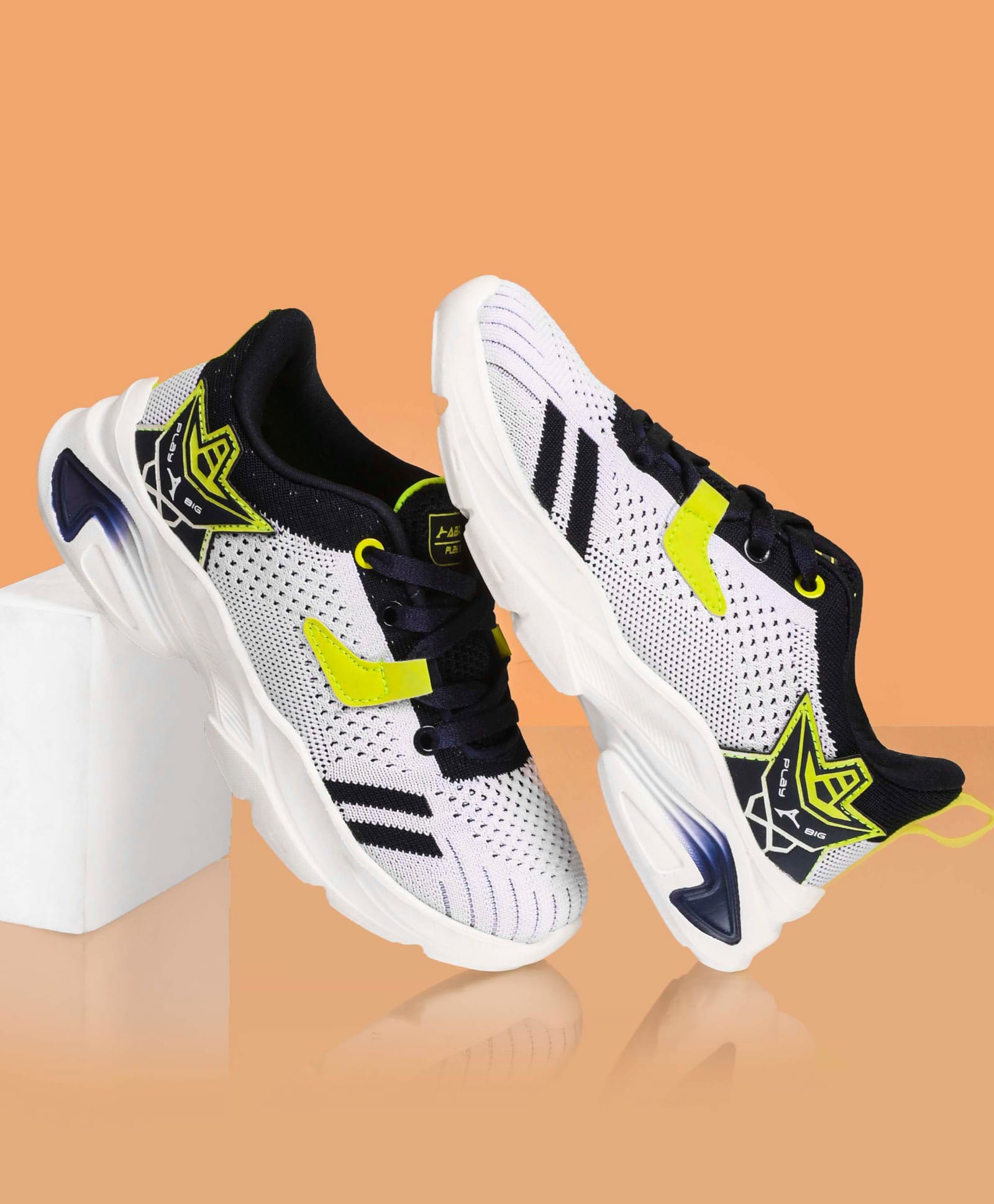 ABROS Mesh Detailed Abstract Designed Lace Up Shoes - White & Blue-picture-11