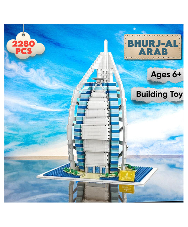 Elecart Burj-Al-Arab Hotel Building Blocks Set 2280 PCS Dubai Landmark Architecture Model Kit | 3D DIY Construction Toy for Kids, Teens & Adults | UAE World Famous Building Brick Set-picture-34