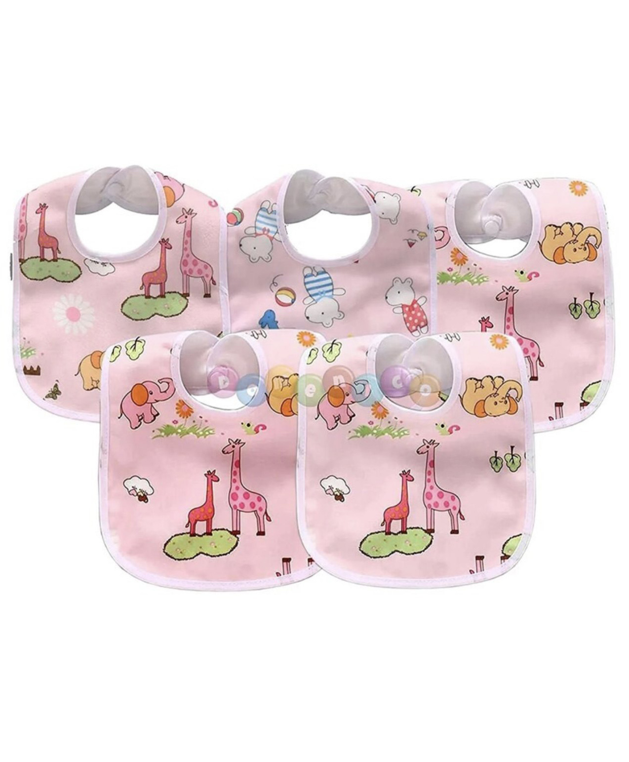 ARCADE TOYS Feeding Bibs With Snap Button Closure Pack of 5- Multicolour-image-32