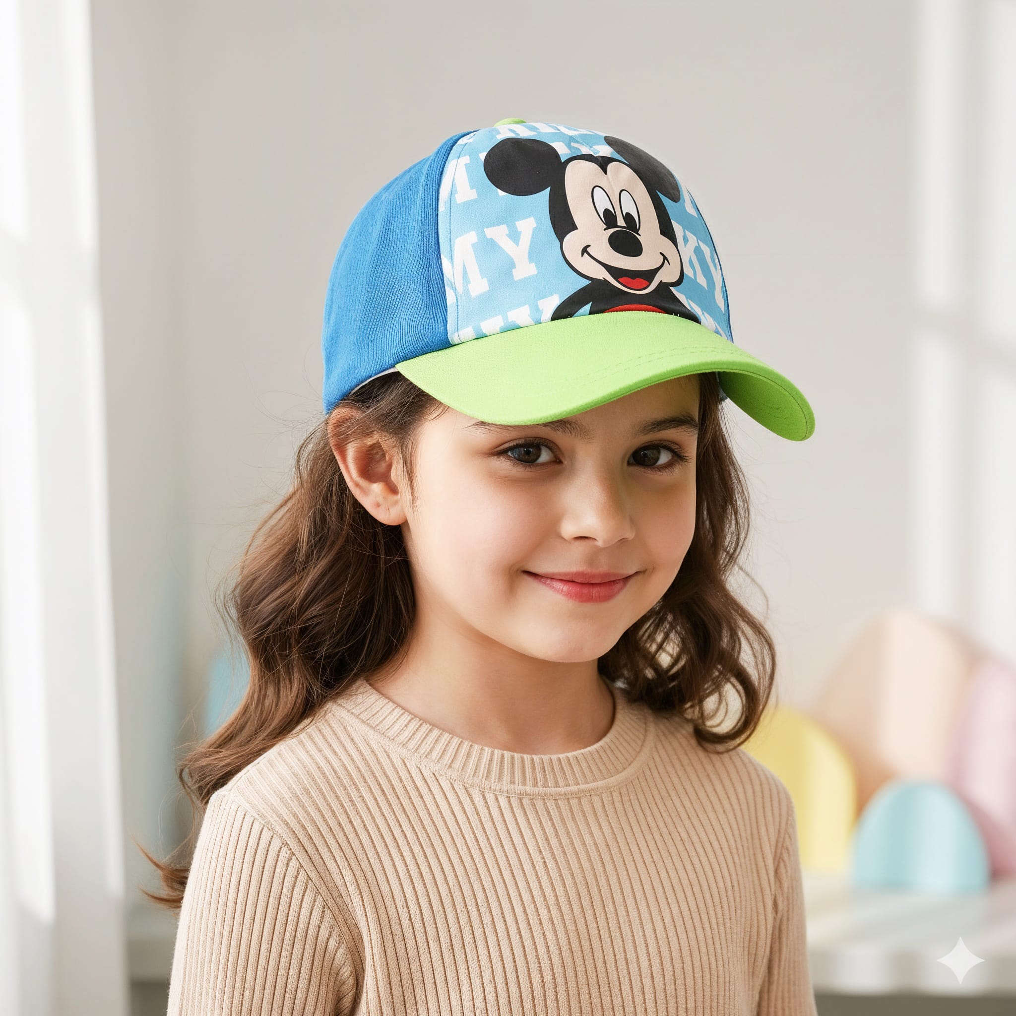 Babyhug Disney Summer Cap with Mickey Mouse Graphic Multicolor - Diameter 20 cm