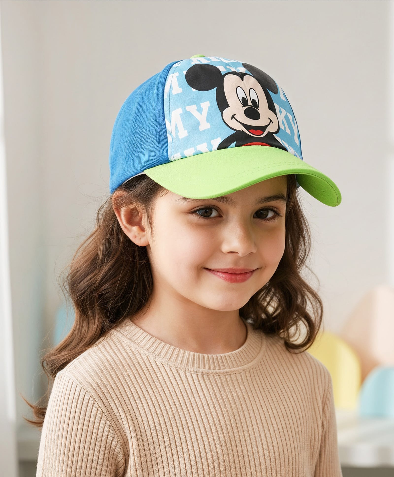 Babyhug Disney Summer Cap with Mickey Mouse Graphic Multicolor - Diameter 16 cm