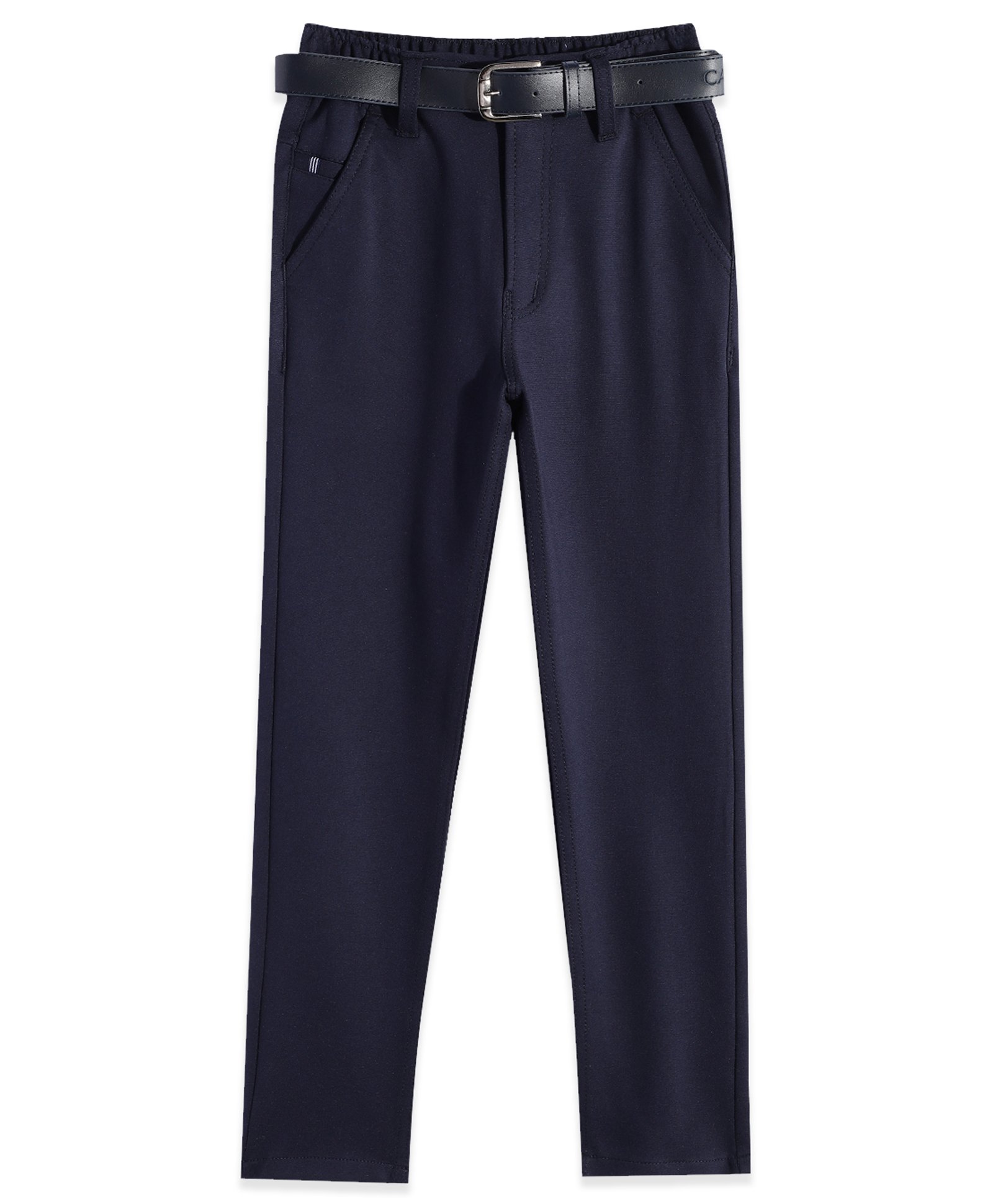 CAVIO Cotton Blend Woven Solid Trouser With Belt - Navy Blue-picture-18