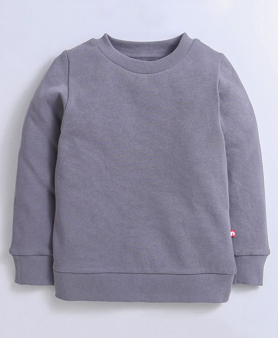 Nino Bambino Organic Cotton Knit Full Sleeves Solid Light Winter Sweatshirt - Grey-image-47
