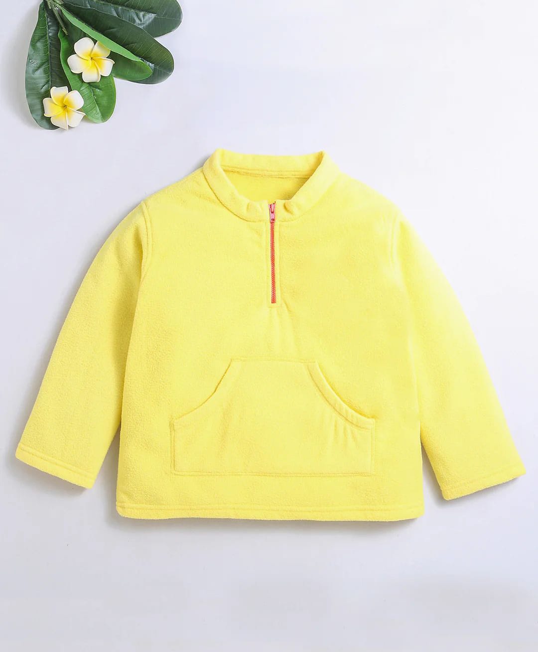 Nino Bambino Fleece Knit Full Sleeves Solid Light Winter Sweatshirt - Yellow-image-48