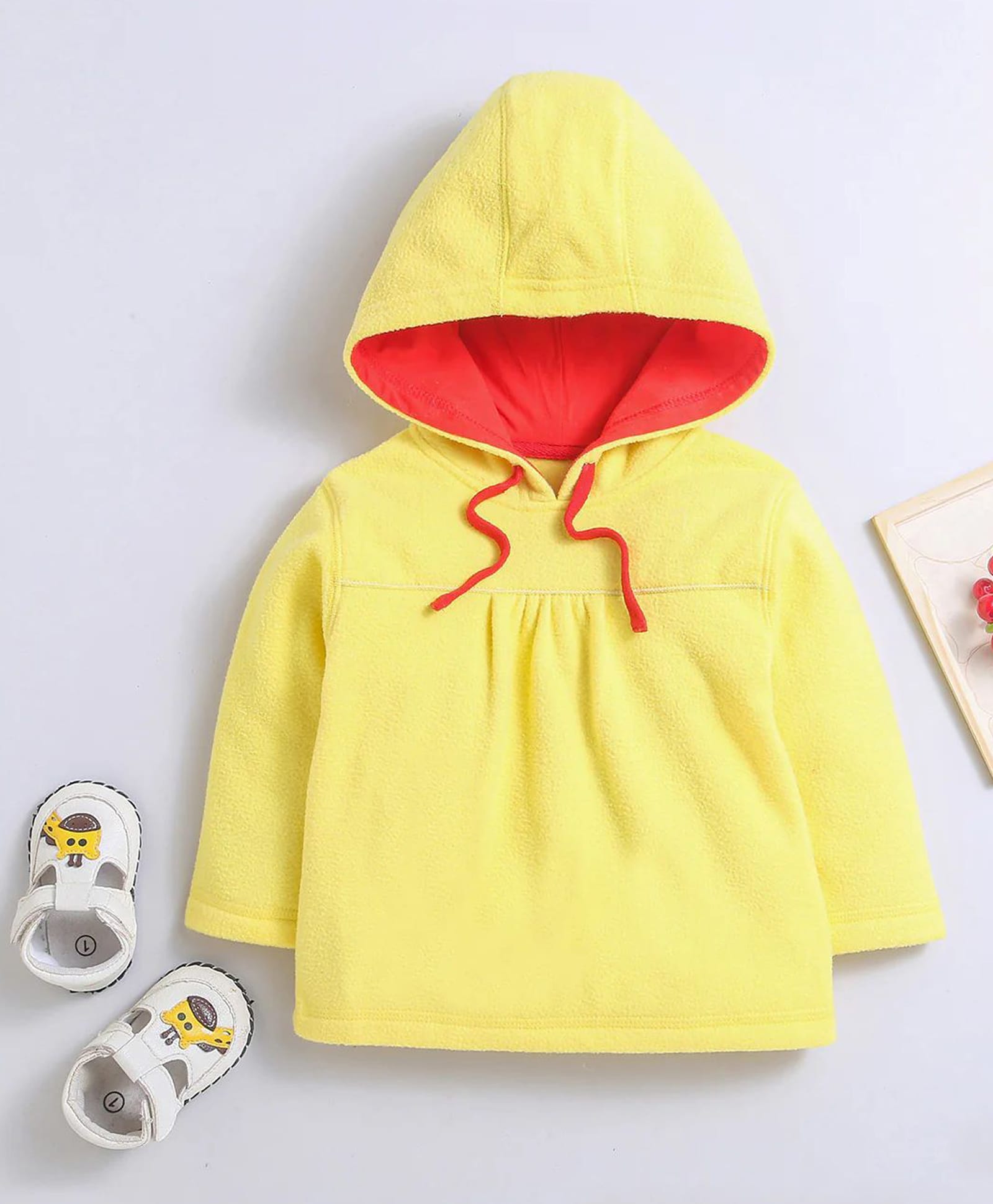 Nino Bambino Fleece Knit Full Sleeves Solid Hoodie - Yellow-picture-30