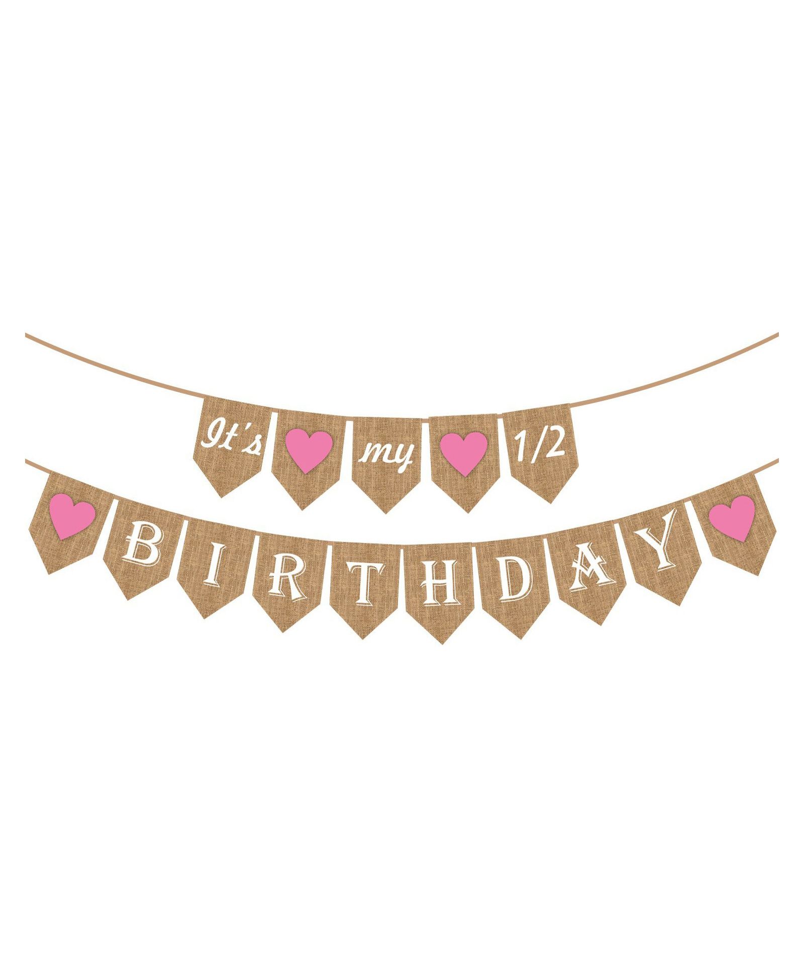 Party Propz Girls Half Birthday Party Decoration Banner Beige