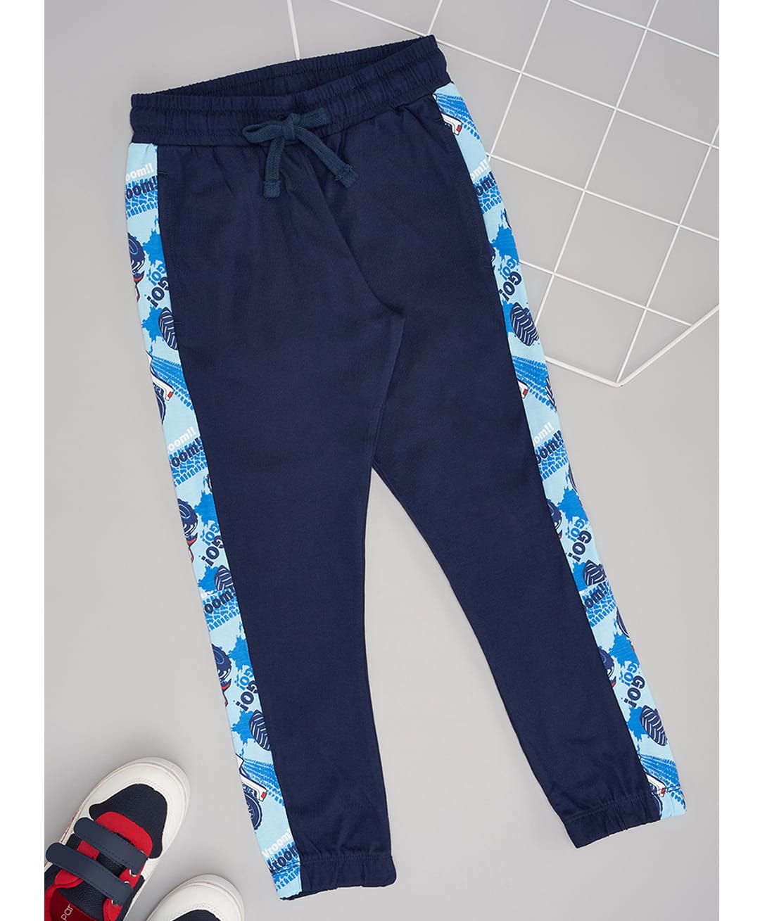 Pantaloons Junior Cotton Knit Typography Printed Joggers - Navy Blue-picture-21