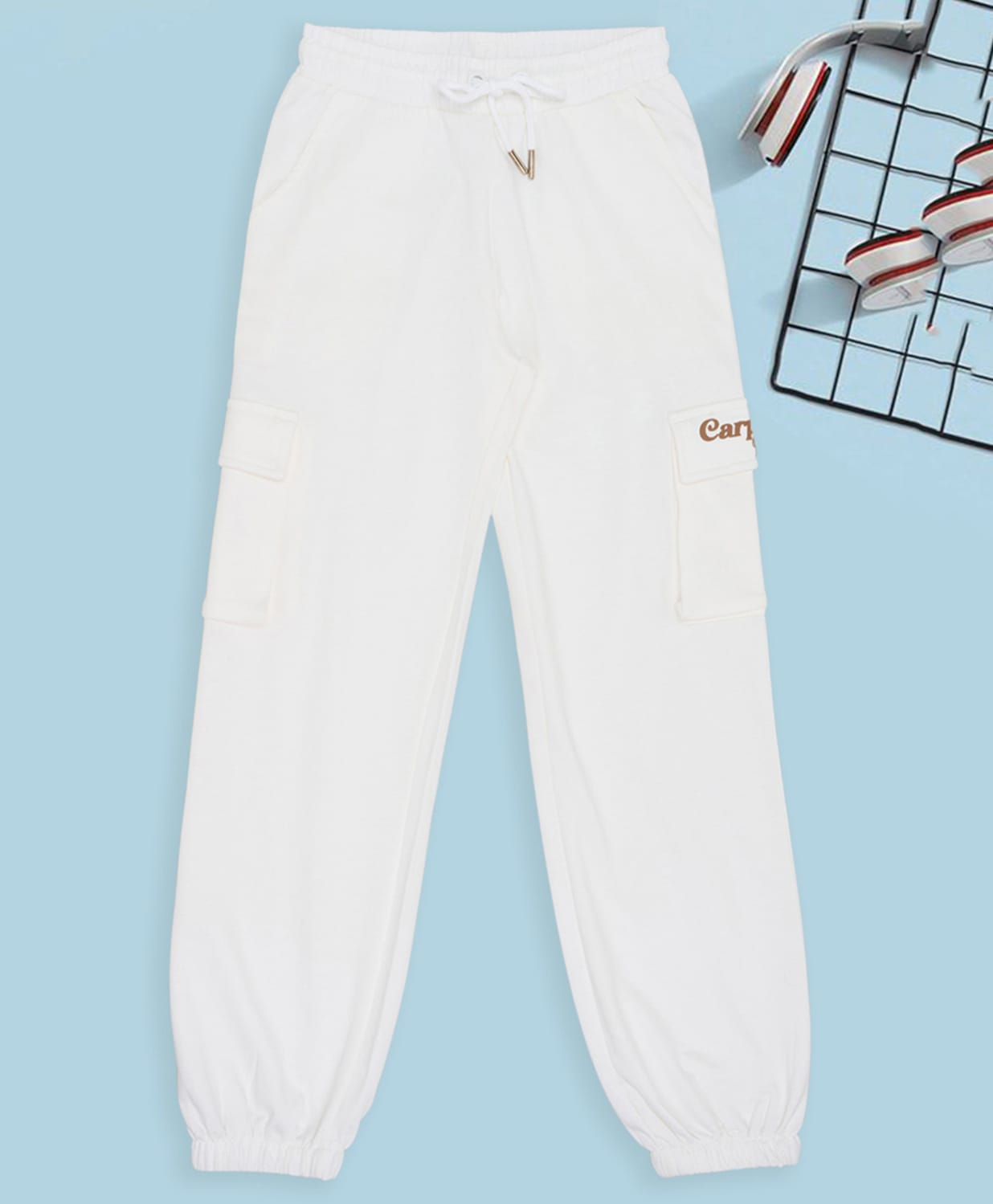 Pantaloons Junior Terry Knit Carpe Diem Text Printed Joggers - Off White-picture-24