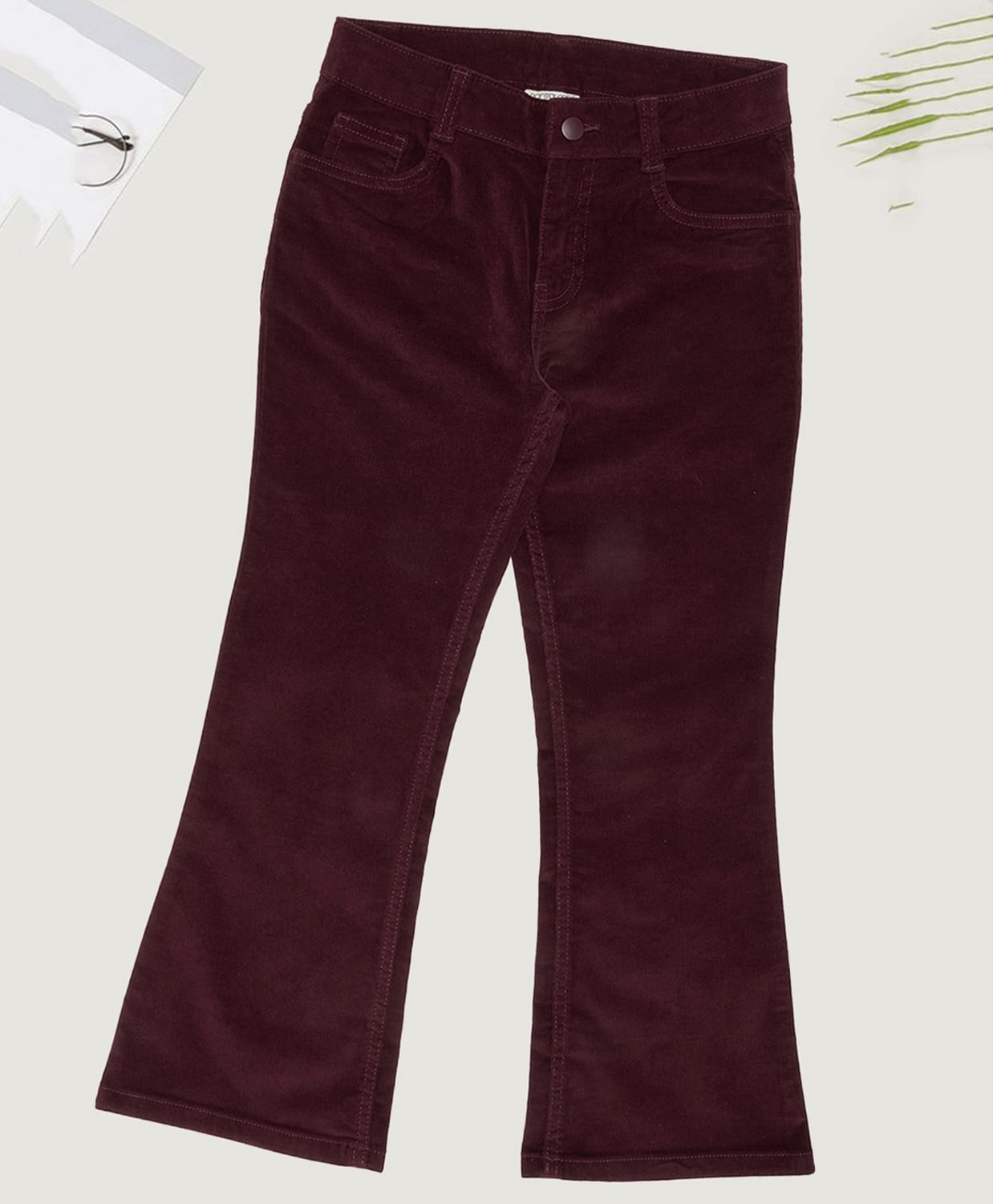Pantaloons Junior Cotton Woven Solid Trouser - Maroon-picture-11