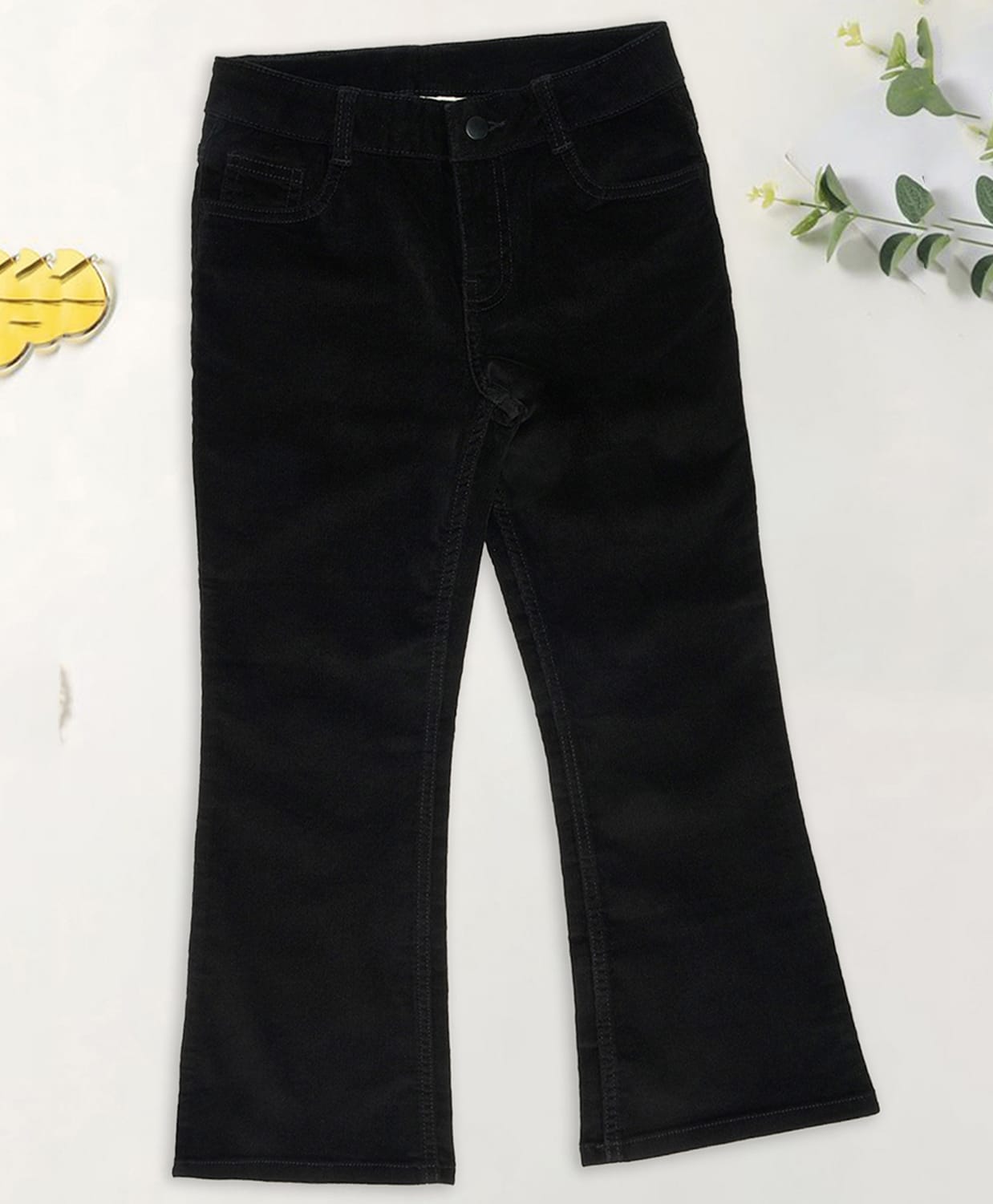 Pantaloons Junior Cotton Woven Solid Trouser - Black-picture-19