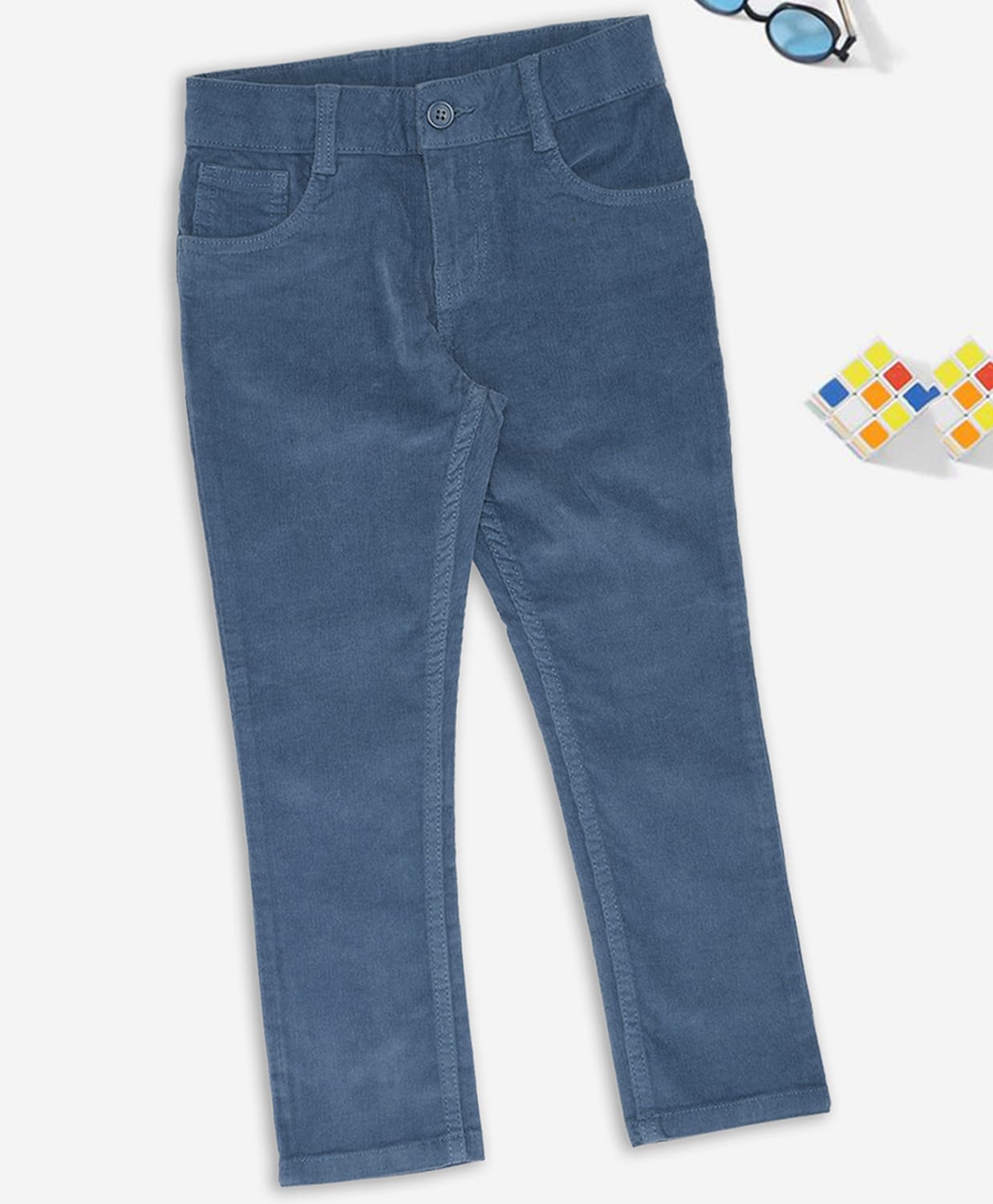 Pantaloons Junior Cotton Woven Solid Pant - Blue-picture-42