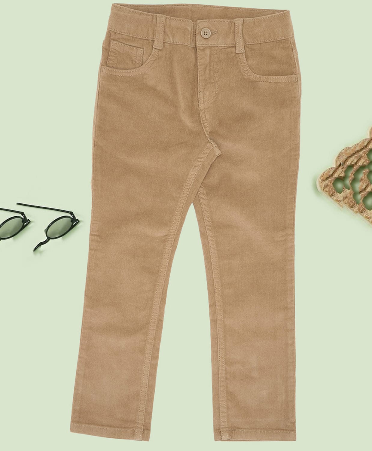 Pantaloons Junior Cotton Woven Solid Pant - Khaki-picture-43