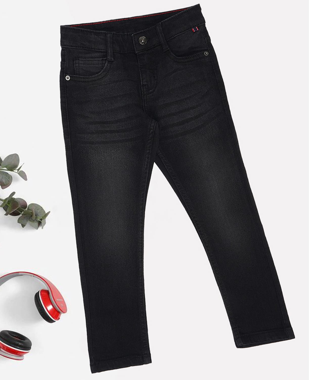 Pantaloons Junior Denim Mild Washed Jeans - Black-image-48