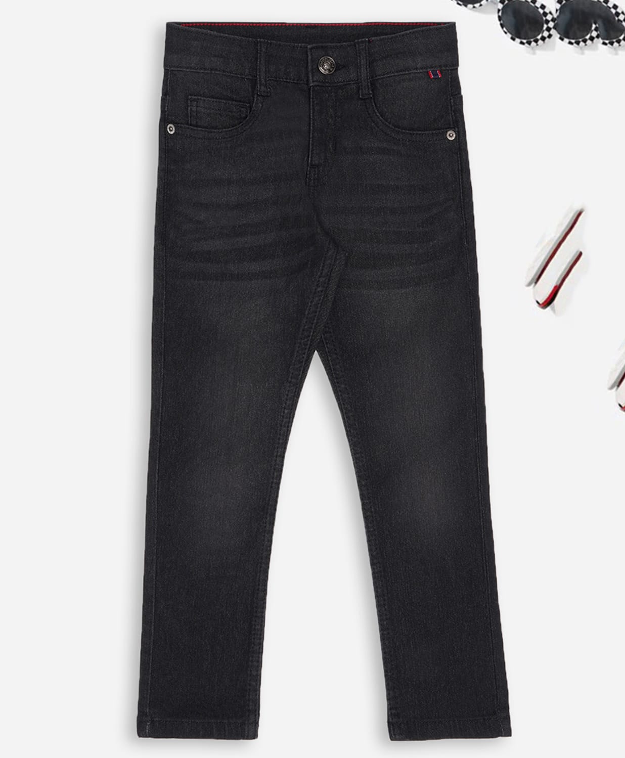 Pantaloons Junior Denim Mild Washed Jeans - Black-image-40