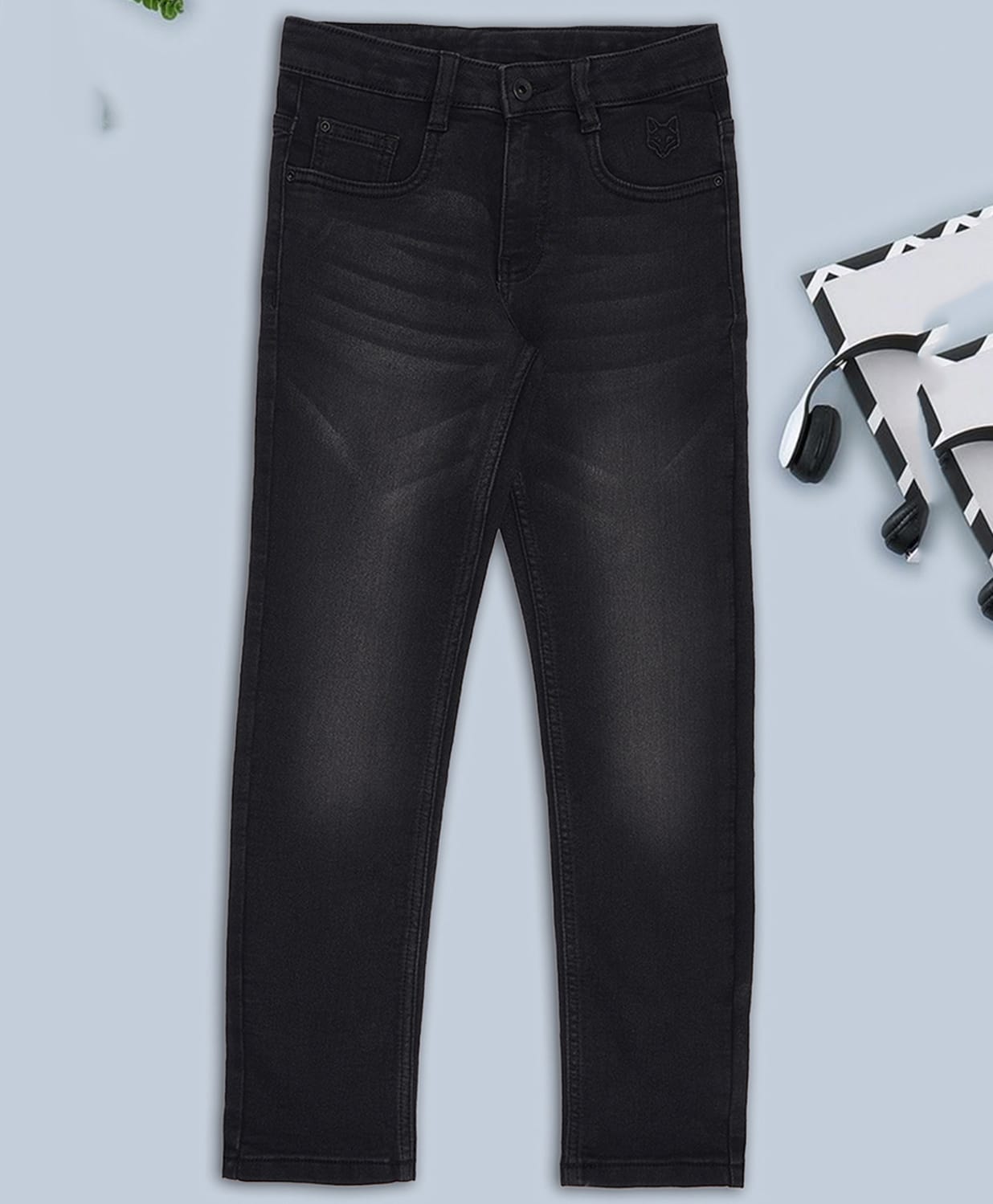 Pantaloons Junior Denim Mild Washed Jeans - Charcoal Grey-image-13
