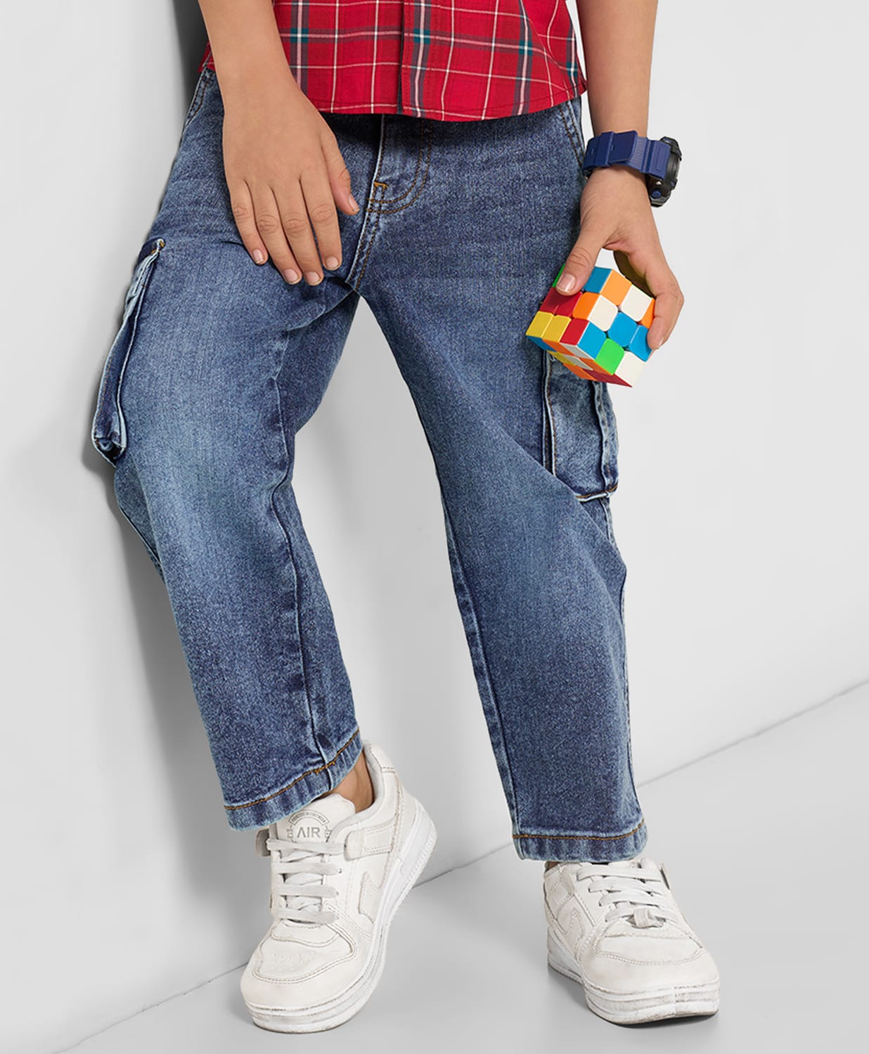 Pantaloons Junior Denim Mild Washed Jeans - Blue-image-5