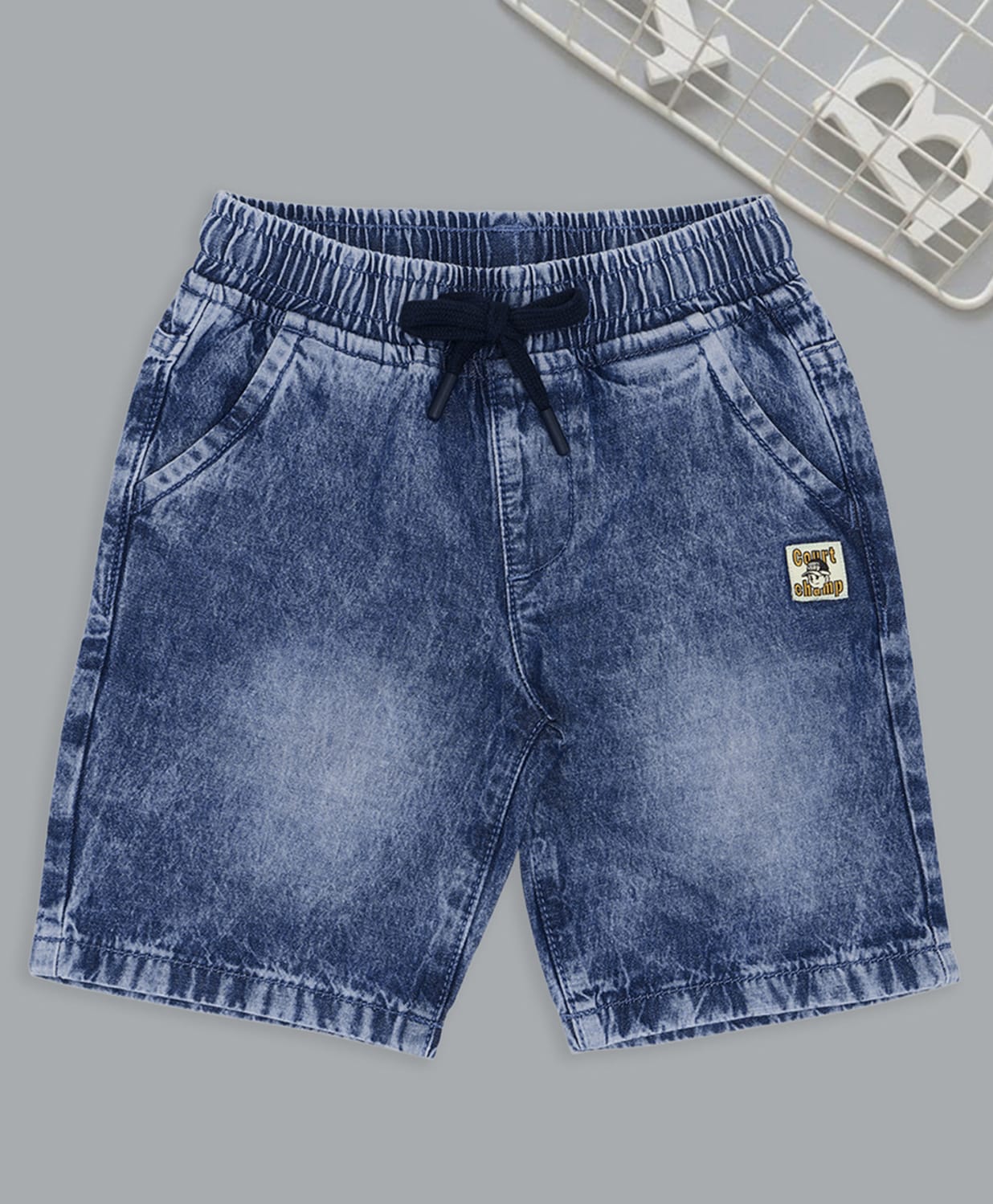 Pantaloons Junior Cotton Denim Washed Shorts - Blue-picture-21