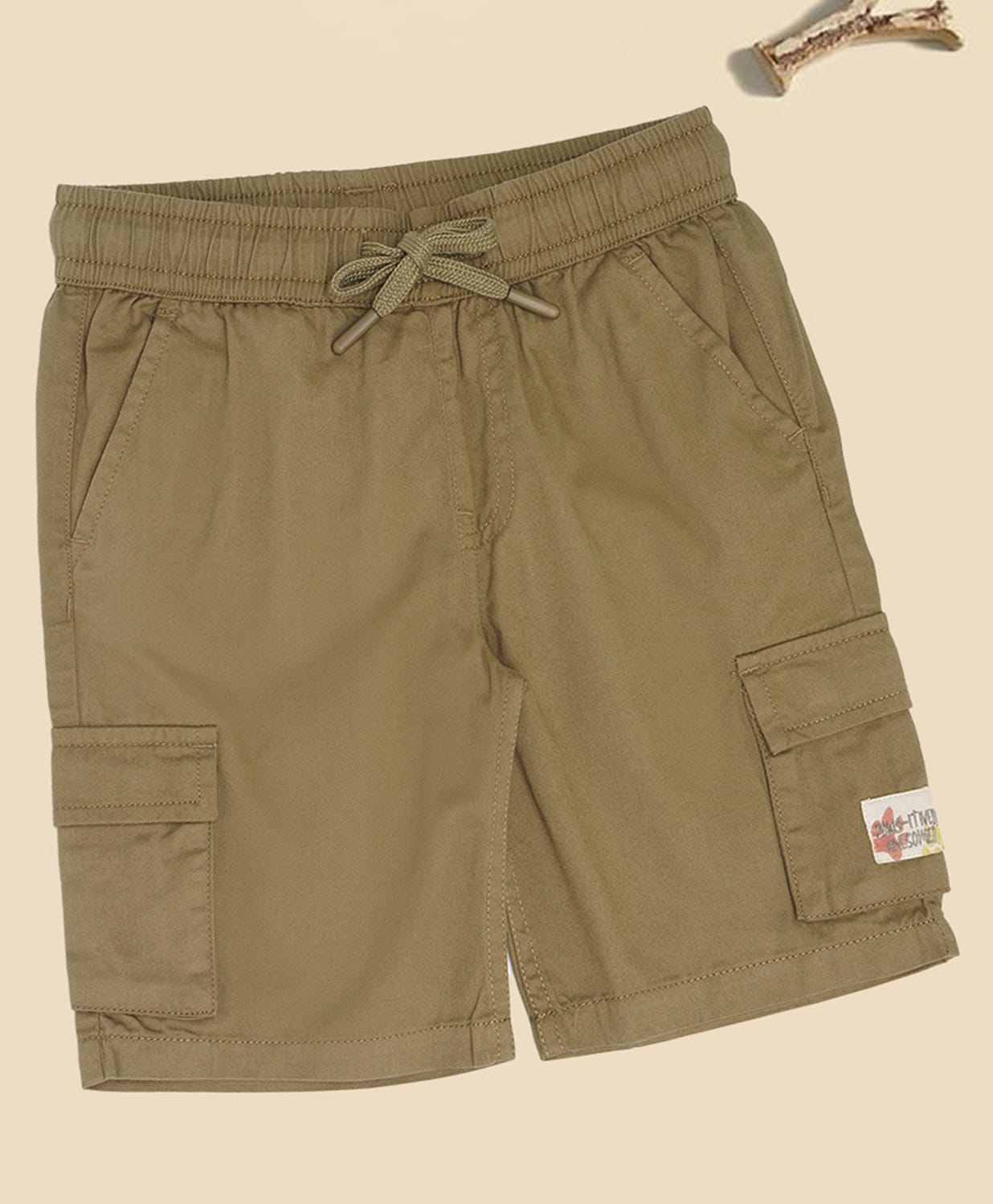 Pantaloons Junior Cotton Woven Solid Shorts - Olive Green-picture-30