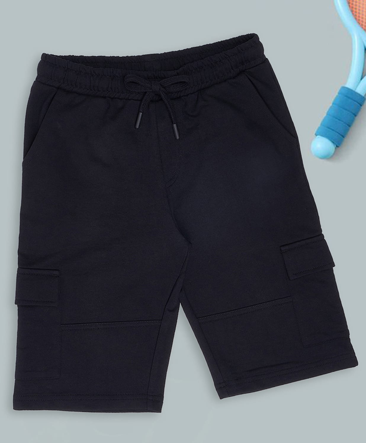 Pantaloons Junior Cotton Knit Solid Shorts - Black-picture-18