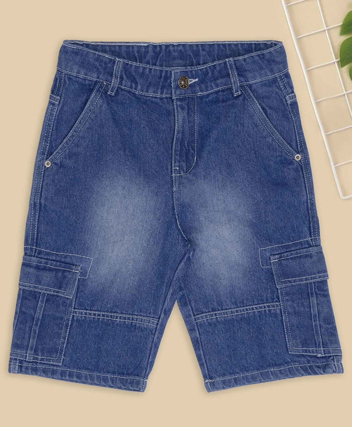 Pantaloons Junior Denim Mild Washed Shorts - Blue-image-46