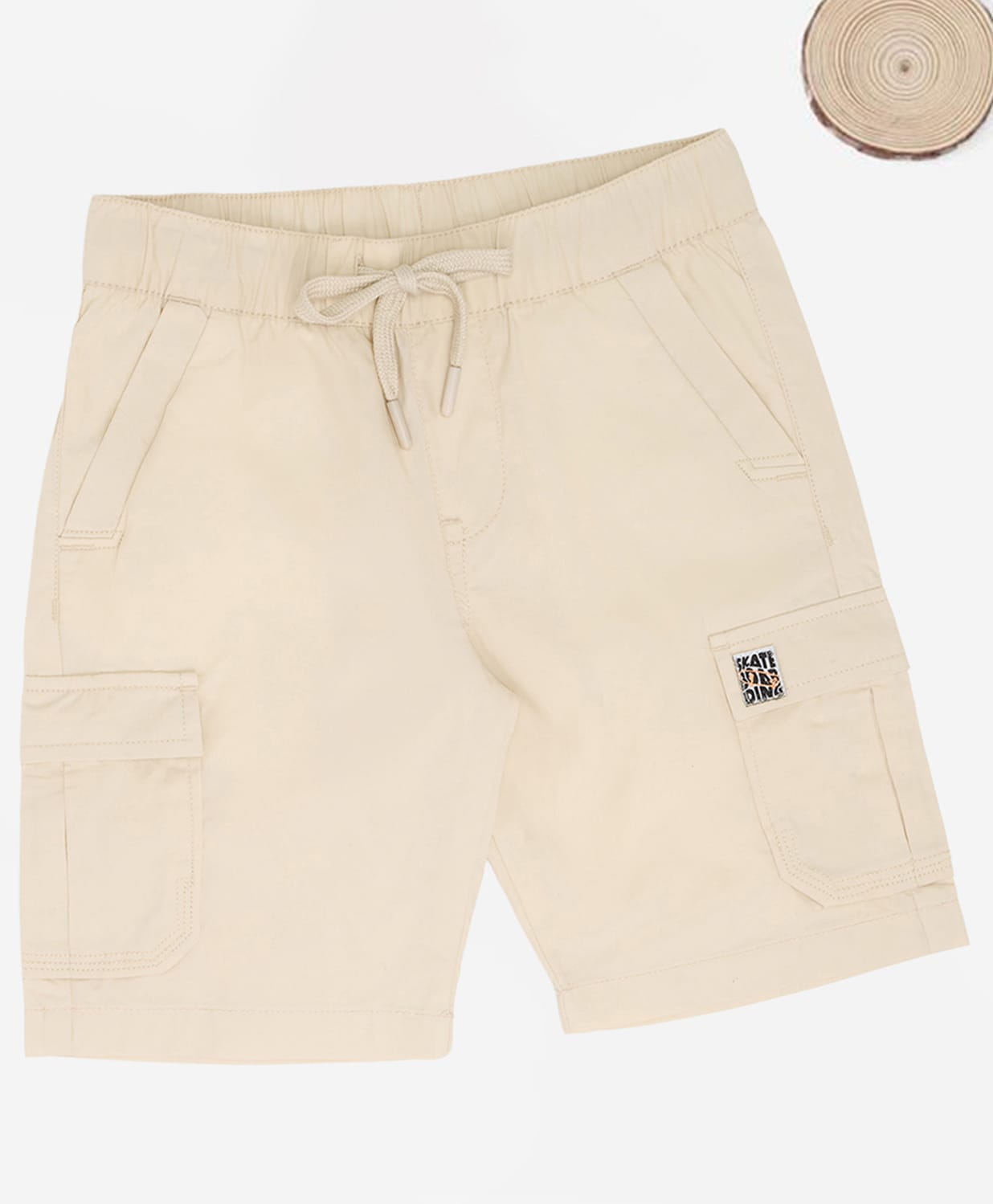 Pantaloons Junior Cotton Woven Solid Shorts - Cream-picture-42