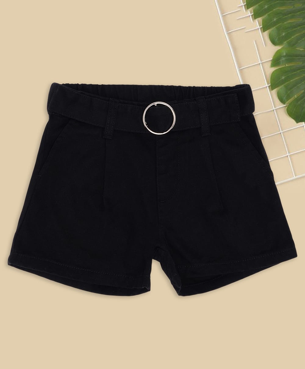 Pantaloons Junior 100% Lyocell Woven Solid Shorts - Black-picture-12