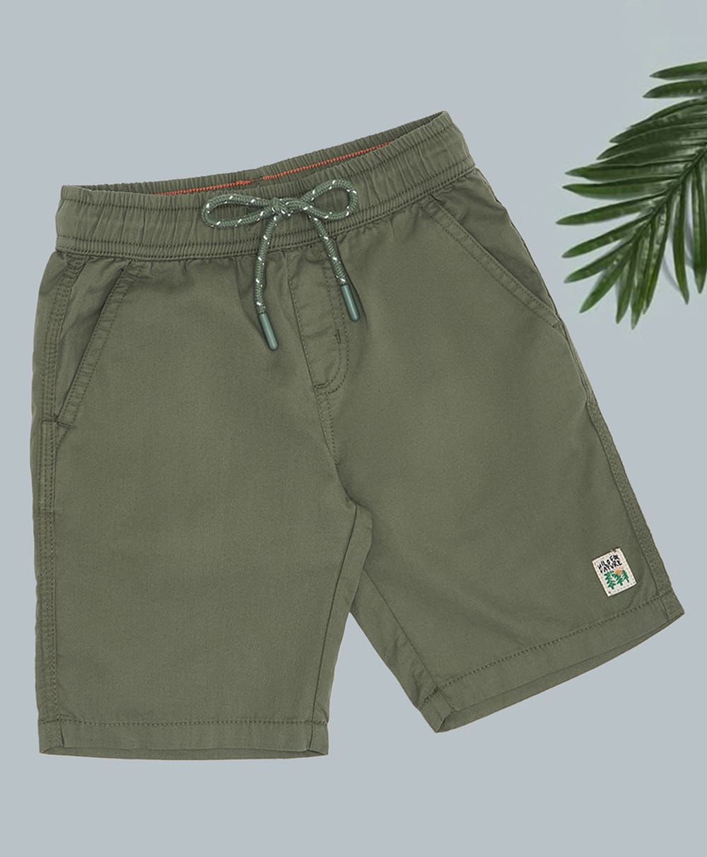 Pantaloons Junior Cotton Woven Solid Shorts - Olive Green-picture-32