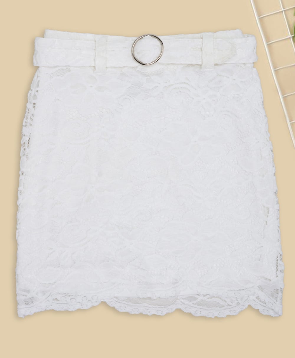 Pantaloons Junior Knit Lace Detailed Skirt - White-image-46