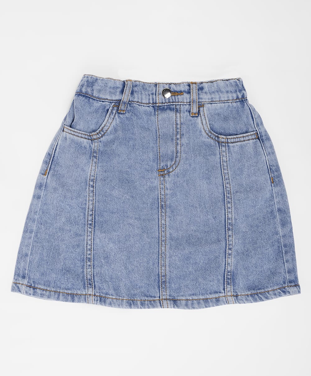 Pantaloons Junior Denim Washed Skirt - Blue-picture-20