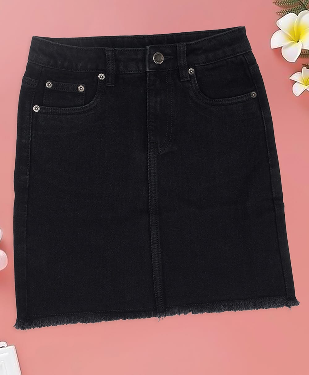 Pantaloons Junior Denim Solid Skirt - Black-picture-23