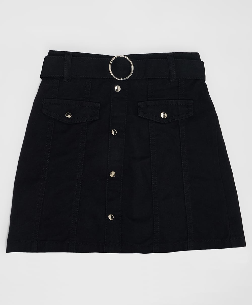 Pantaloons Junior Cotton Woven Solid Skirt - Black-image-9