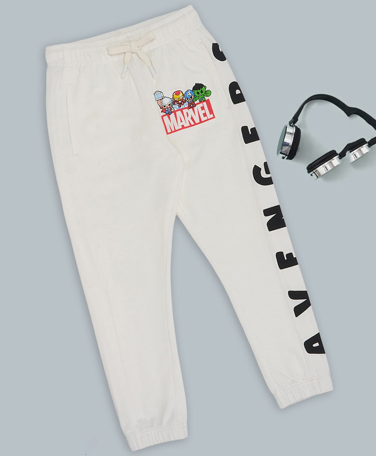 Pantaloons Junior Cotton Knit Marvel Avengers Featuring Character Printed Joggers - Off White-picture-21