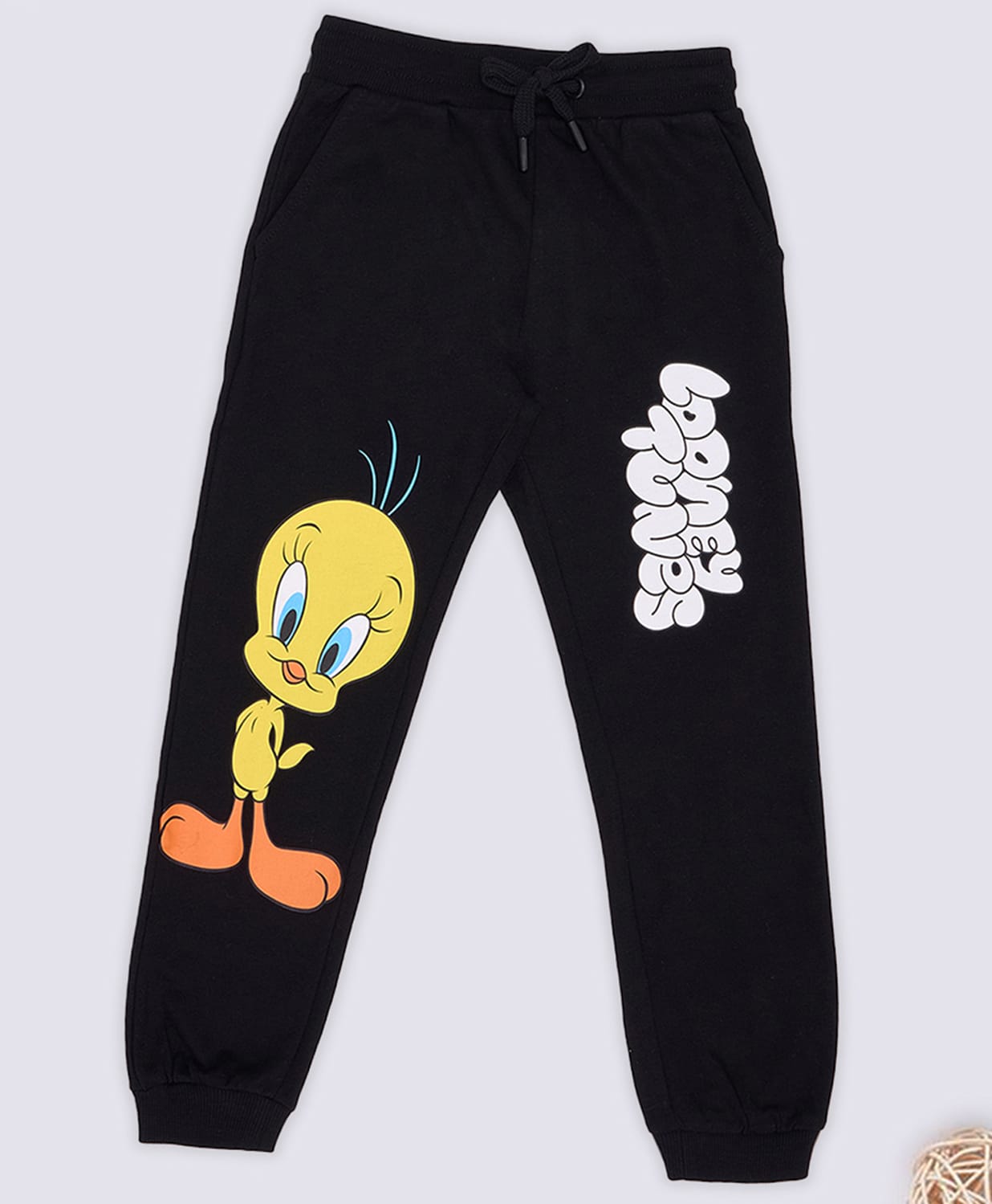 Pantaloons Junior Cotton Knit Warner Bros Looney Tunes Featuring Tweety Bird Printed Joggers - Black-picture-26