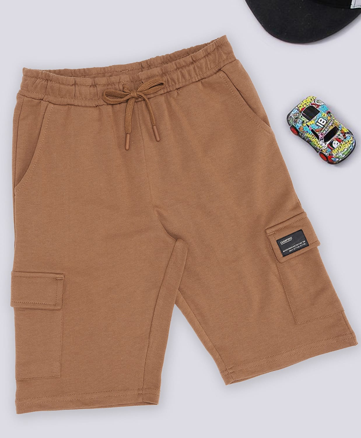 Pantaloons Junior Cotton Knit Solid Shorts - Brown-picture-12
